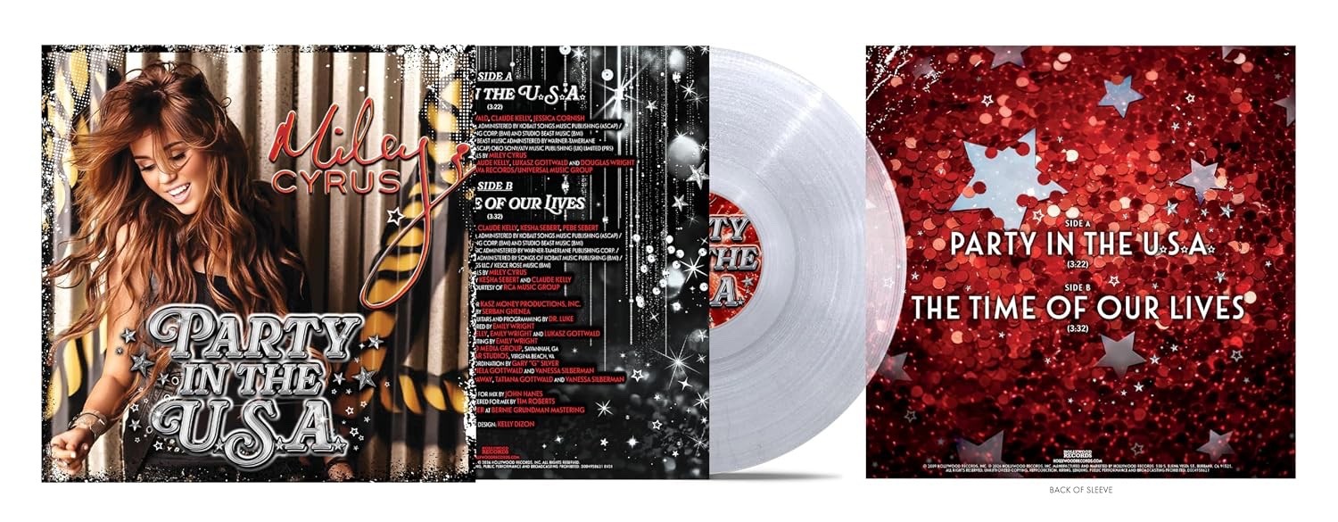 Miley Cyrus – Party In The USA *NEW Limited Clear Glitter 7″ RECORD LP VINYL
