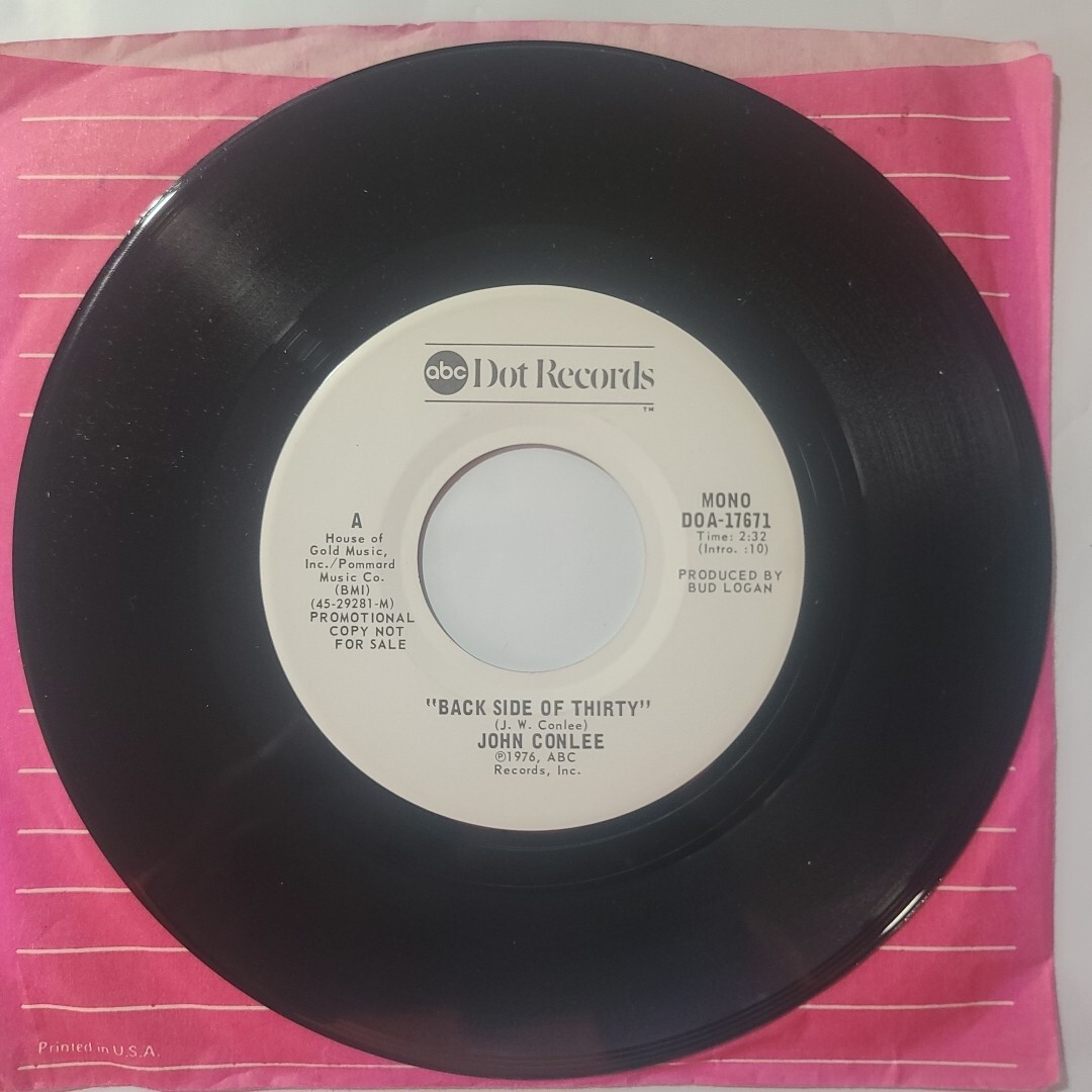 John Conlee ~ Backside Of Thrity/ Same ~ ABC DOT Records Promo 45 RPM Record