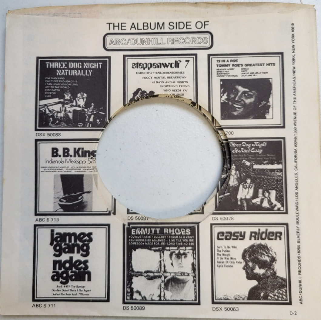 Company Sleeve 45 ABC / Dunhill – White & Yellow w/ Black Text, Cover(1970) AD-2
