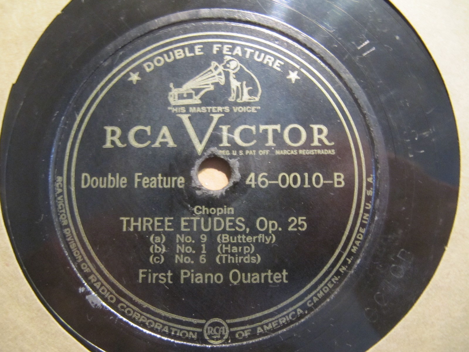 Padwa Paganini Variations / Chopin Three Etudes FIRST PIANO QUARTET RCA 46-0010