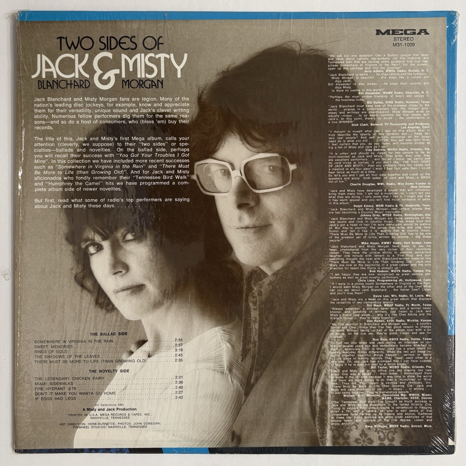 Jack Blanchard & Misty Morgan – Two Sides Of – Vinyl LP Shrink Ultrasonic Clean