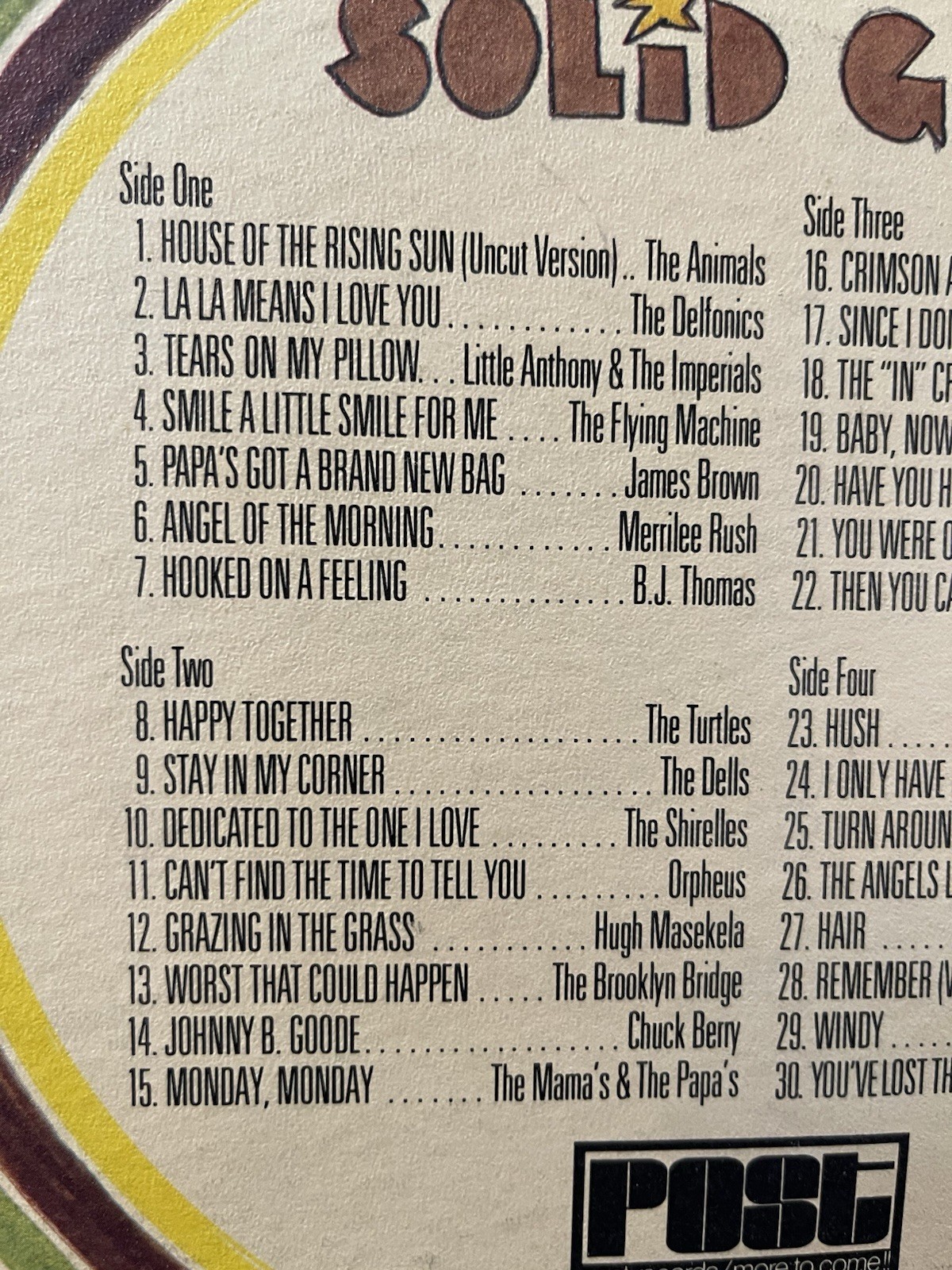 WOR FM STEREO 98.7 SOLID GOLD DOUBLE VINYL LP PACKED WITH SOLID GOLD HITS!