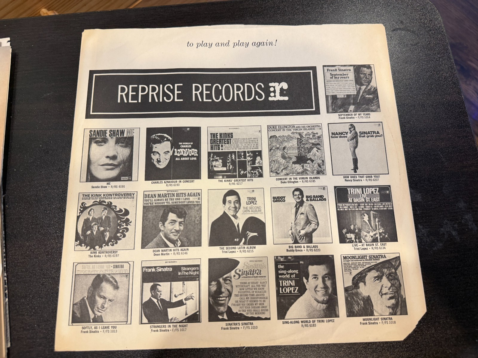 12″ Reprise Records Company Inner Sleeve for LPs VG+ SLEEVE ONLY