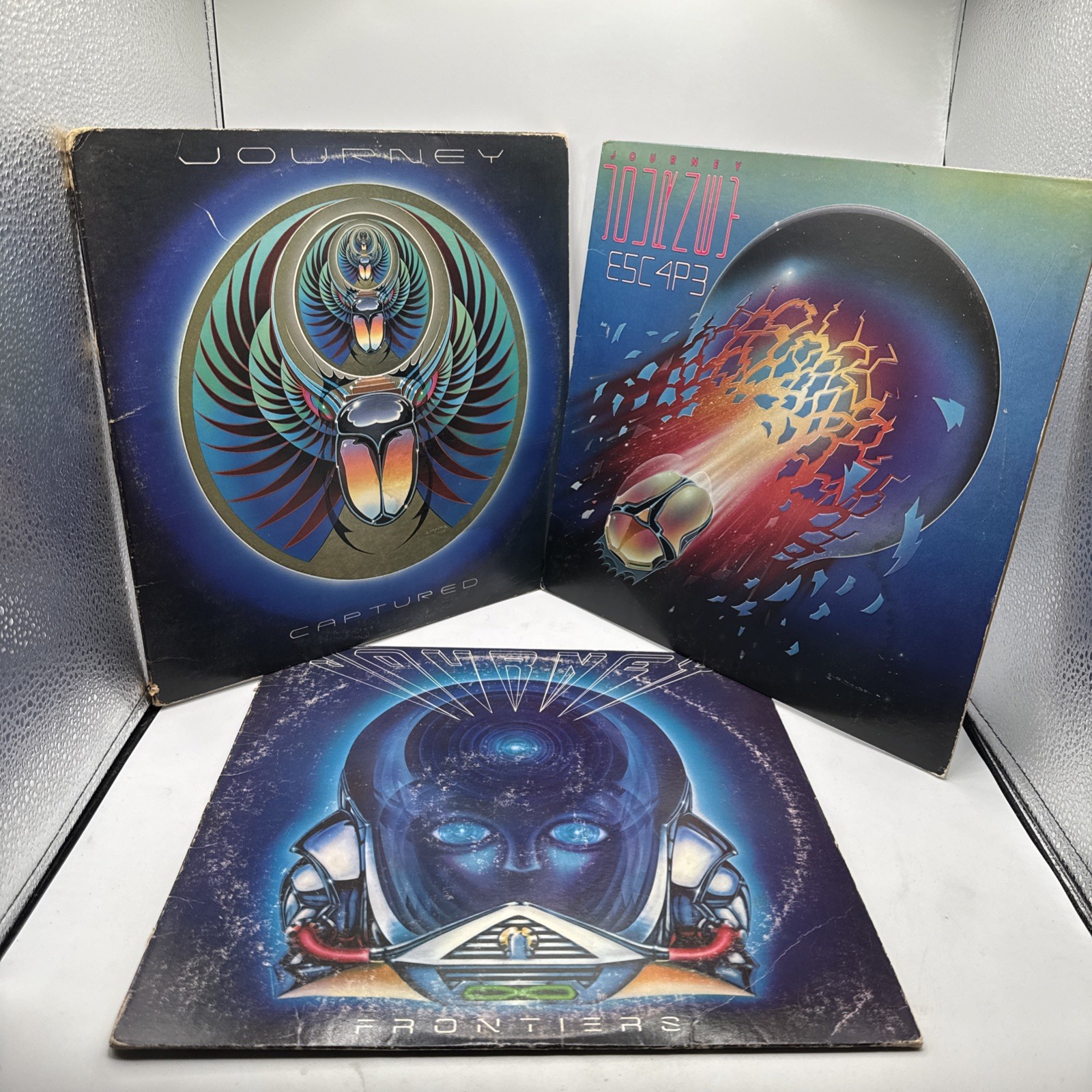 Lot of 3 Journey Vinyl LP Albums – Captured, Escape, Frontiers – Tested