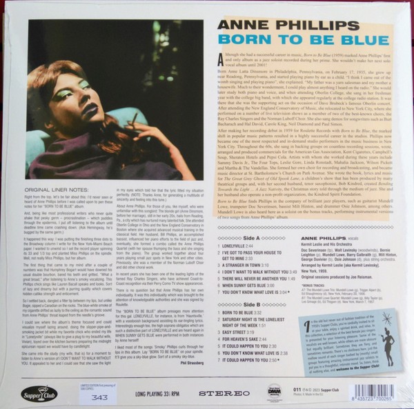 Anne Phillips – Born To Be Blue (LP, Album, Ltd, Num, RE) (Mint (M)) – 421167359