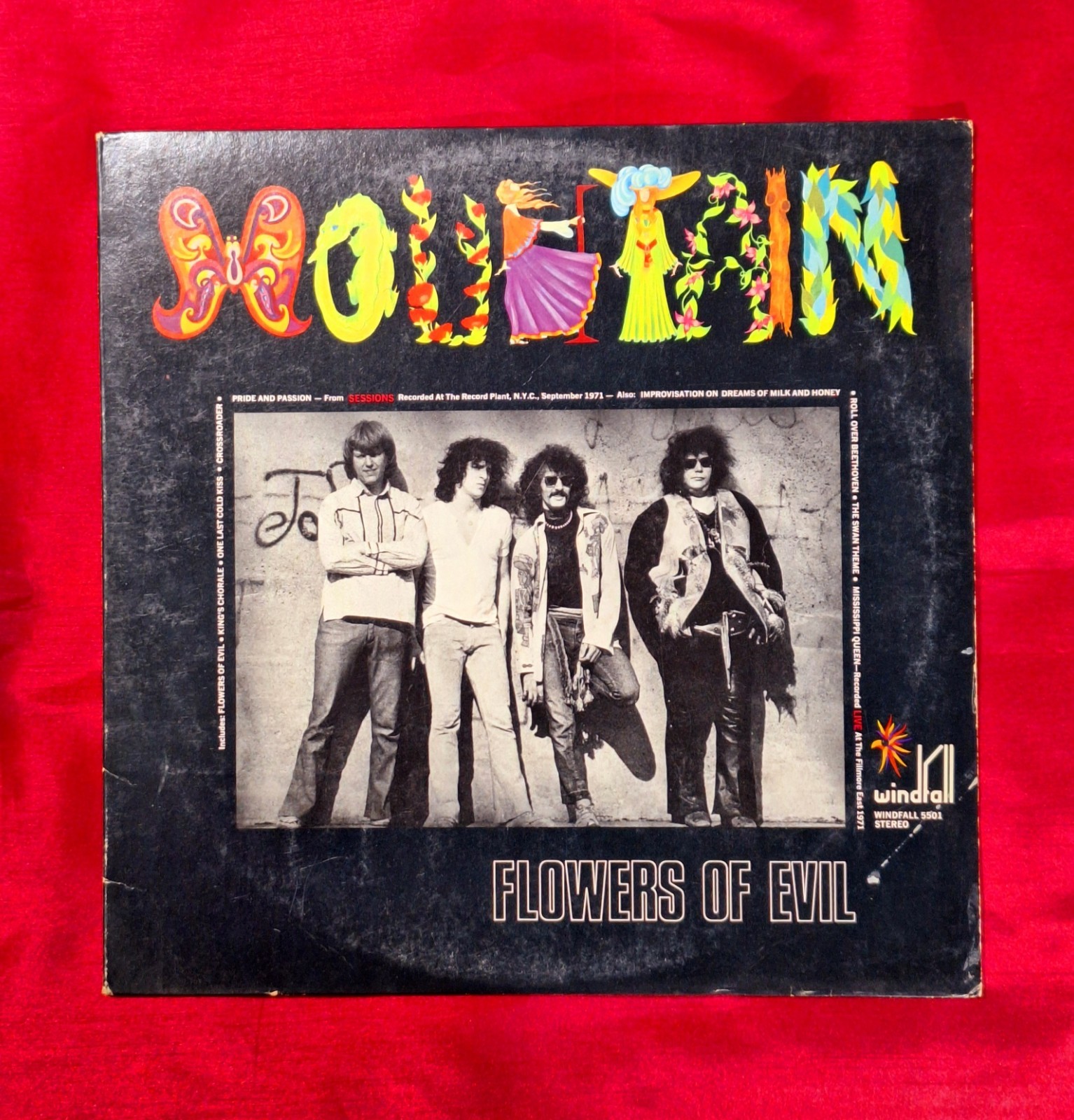 Mountain – Flowers Of Evil 5501 Windfall LP Vinyl 1971 – PLAYS GREAT!