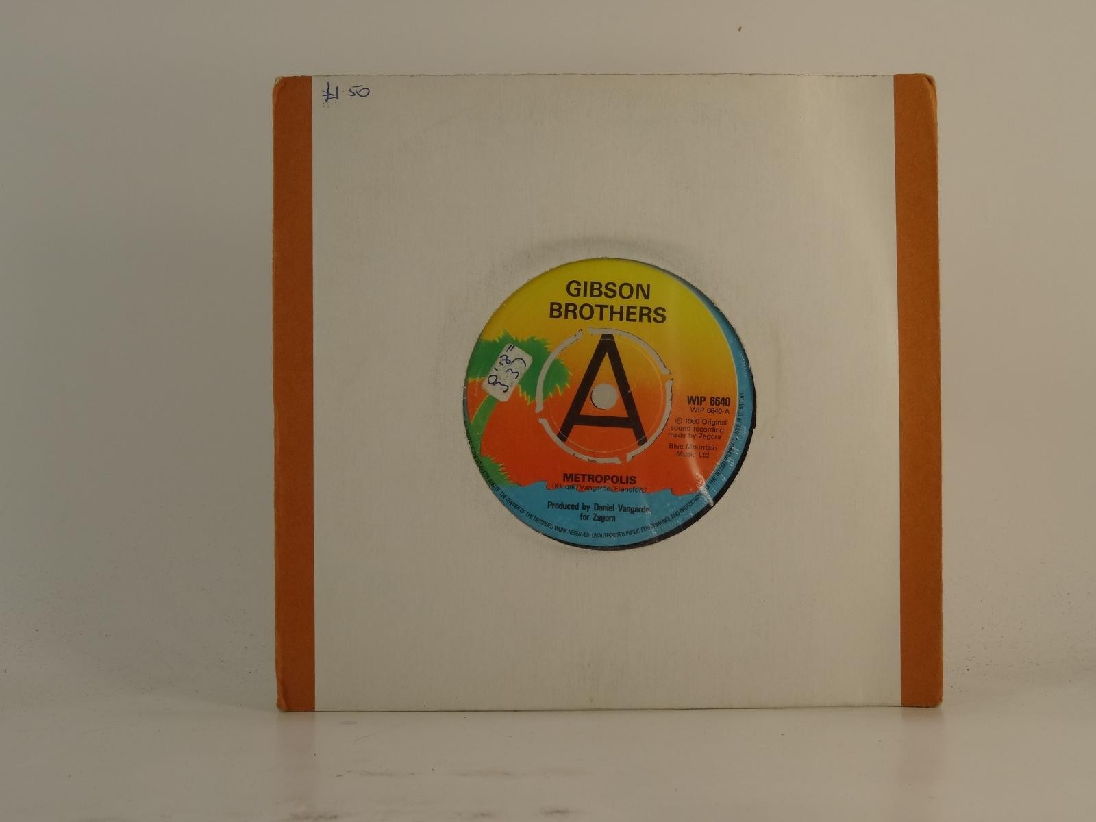 GIBSON BROTHERS METROPOLIS (78) 2 Track 7″ Single including Plain Paper Sleeve I
