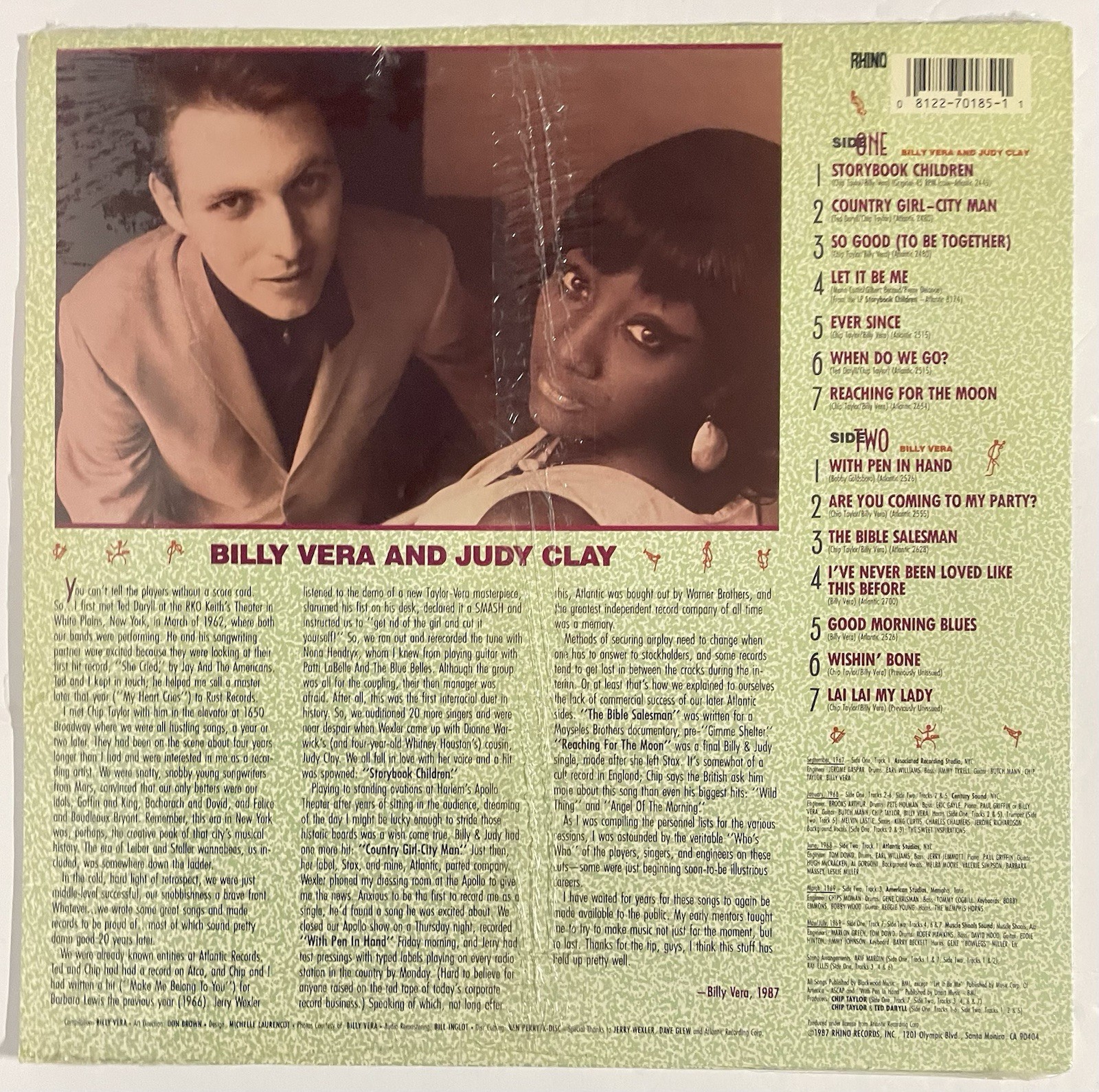 SEALED SOUL DUETS 1960’S. Billy Vera & Judy Clay THE ATLANTIC YEARS Rhino 1987