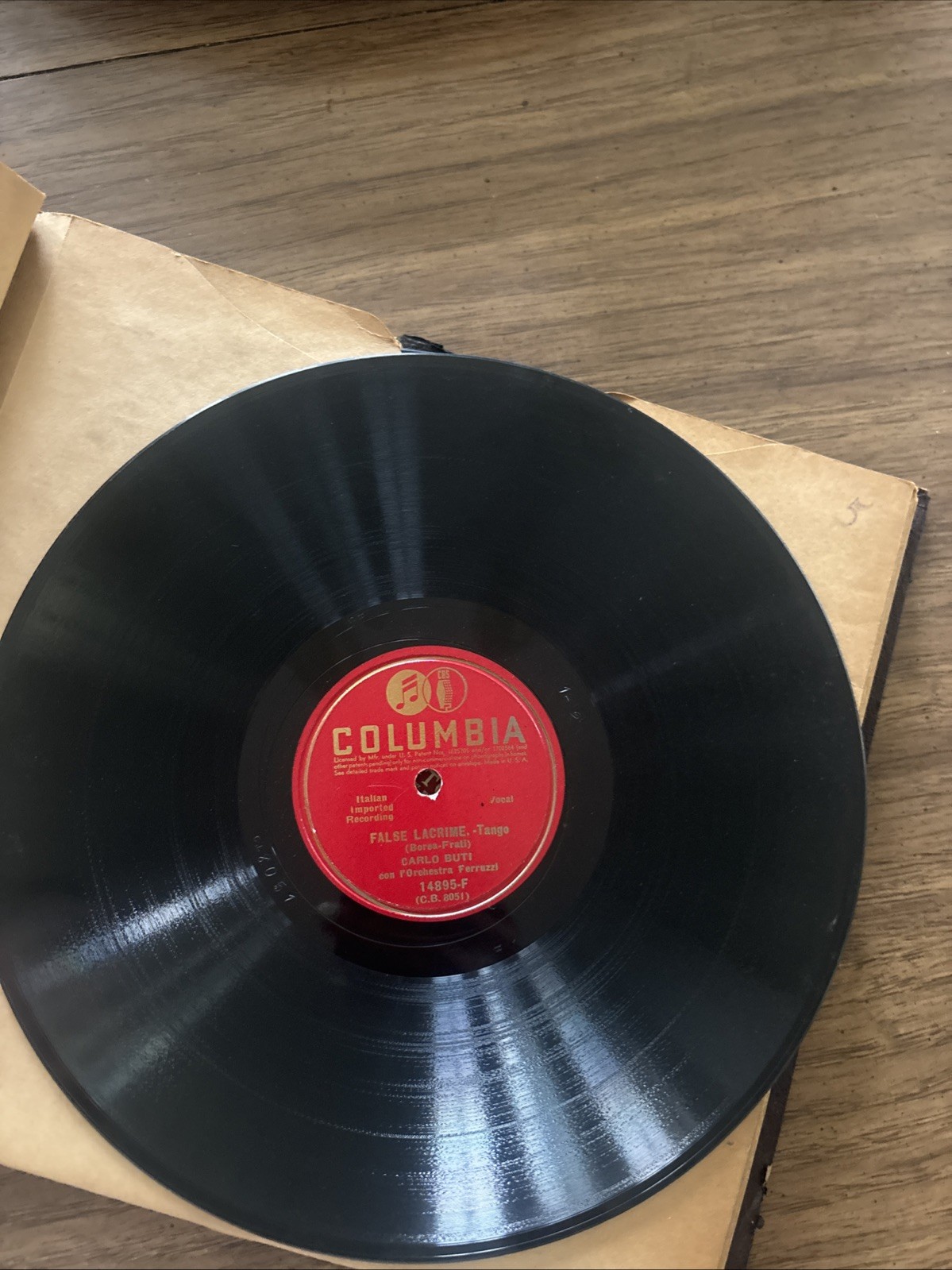 Vintage 10 Inch 3 Columbia Records Carlo Buti Italian Record 14987-F 78rpm