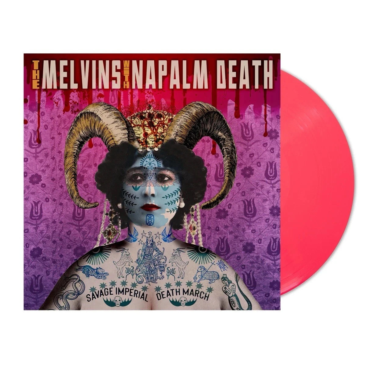 Melvins Napalm Death Savage Imperial Death March NEON CORAL Color Vinyl x/300 BV