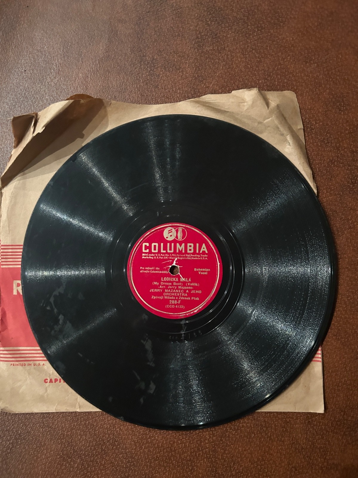 Jerry Mazanec- Repete / Lodička Malá Czech Vocal RARE 1946 288-F Shellac 10”