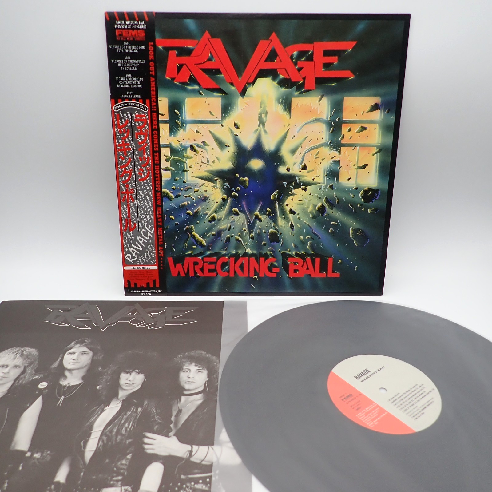 Ravage ‎– Wrecking Ball Japan LP OBI VINYL Far East Metal Syndicate ‎– SP25-5308