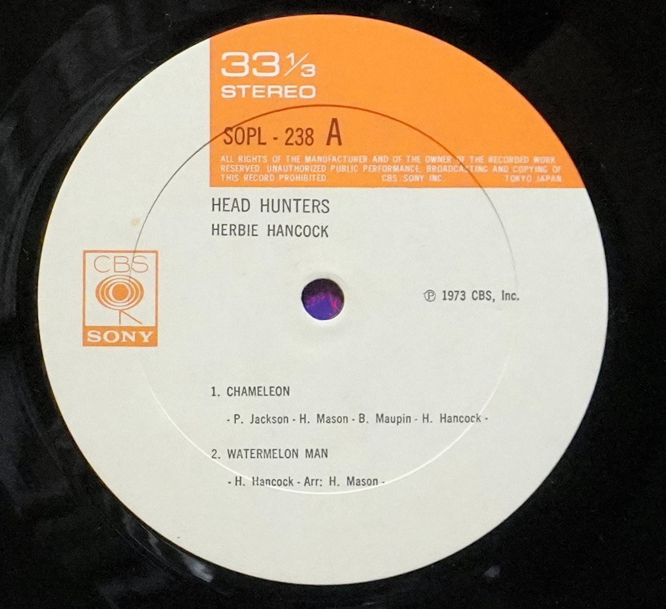 HERBIE HANCOCK “HEAD HUNTERS” CBS/SONY SOPL-238 Japan LP OBI VG++/EX