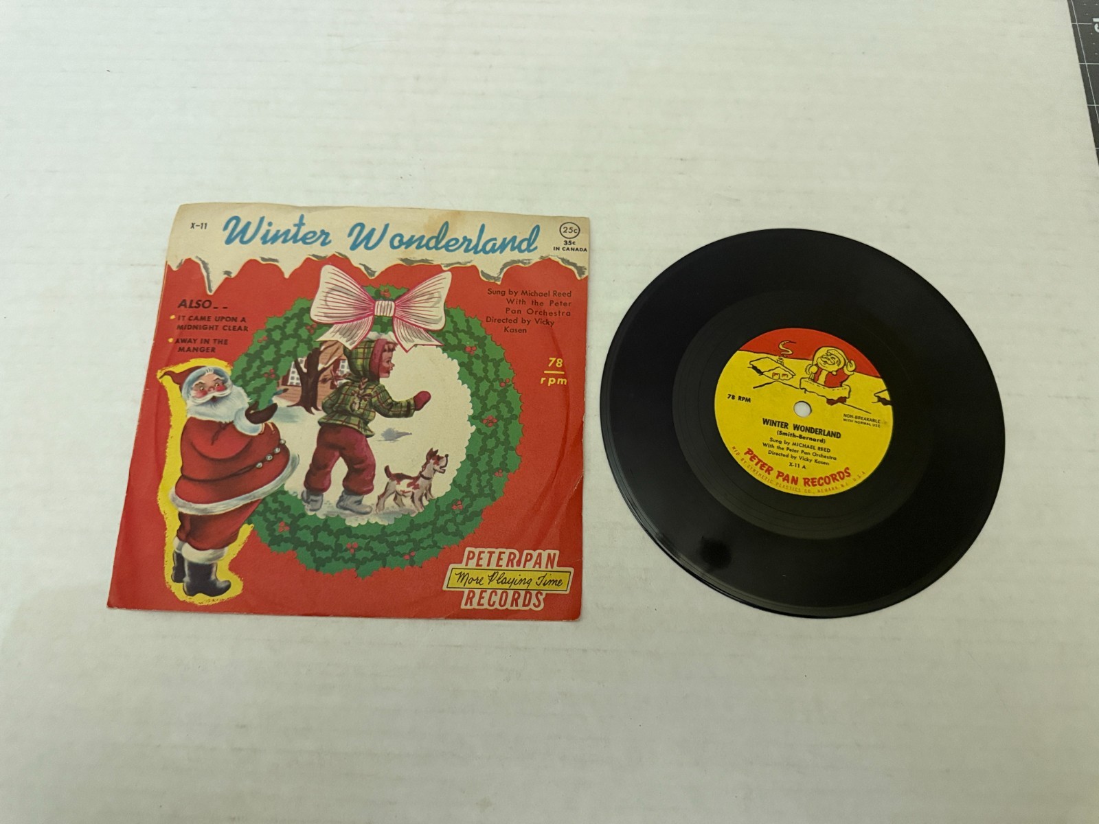 1956 Winter Wonderland 78 Vinyl Peter Pan Record with Cover