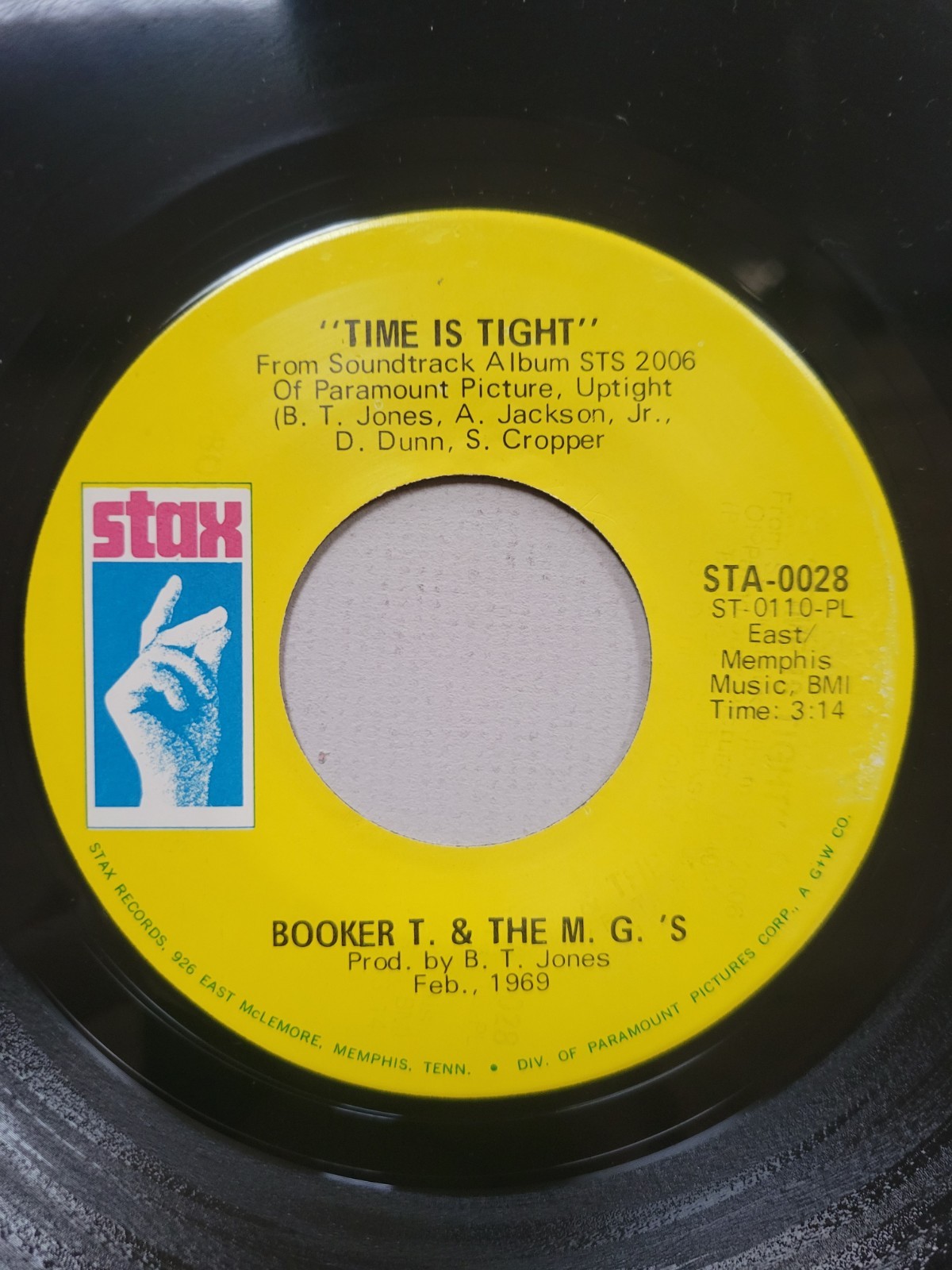 Booker T. & The M.G.’s -Time Is Tight / Johnny, I Love You 1969 STAX Nos NM