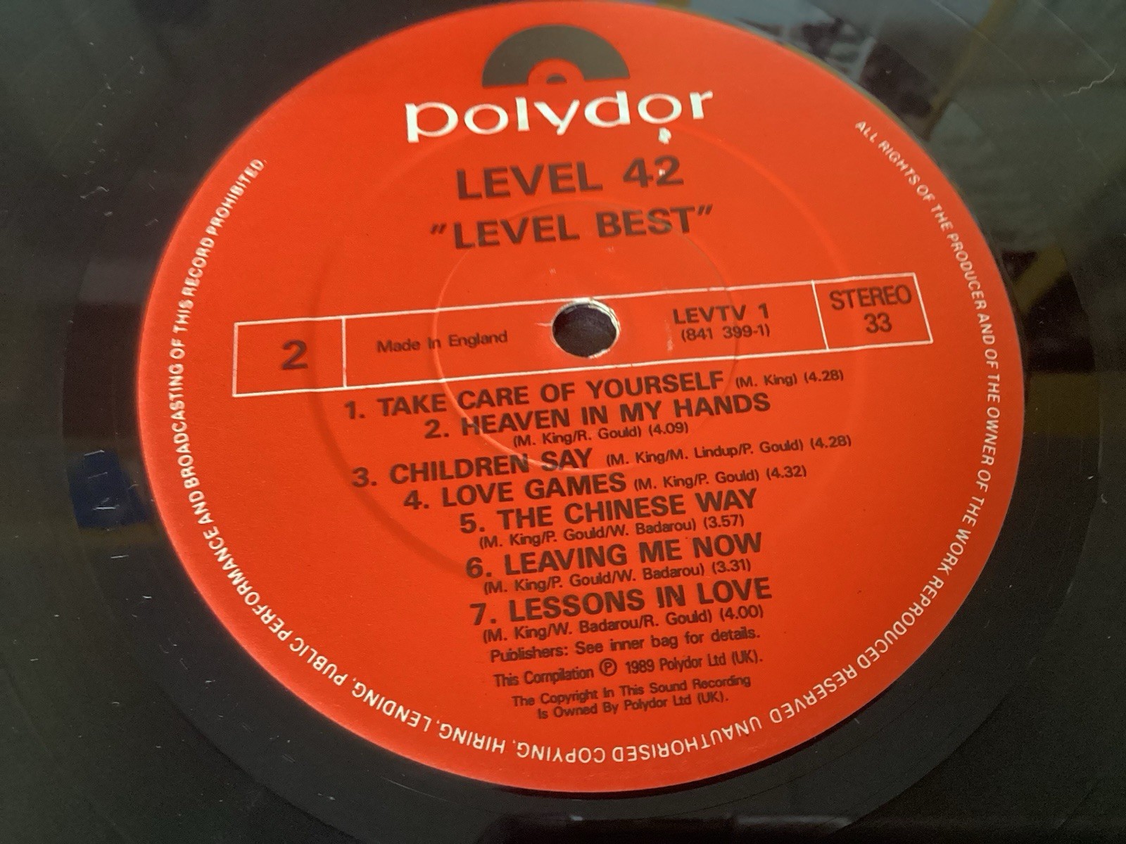 LEVEL 42 – LEVEL BEST – LP Vinyl POLYDOR LABEL UK 1989 LEVTV 1