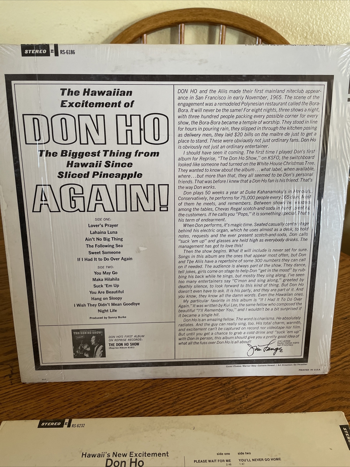 2-Don Ho LP’s (1)AGAIN-Recorded Live In Hawaii 1968 RS-6189 VG/TINY BUBBLES LOOK