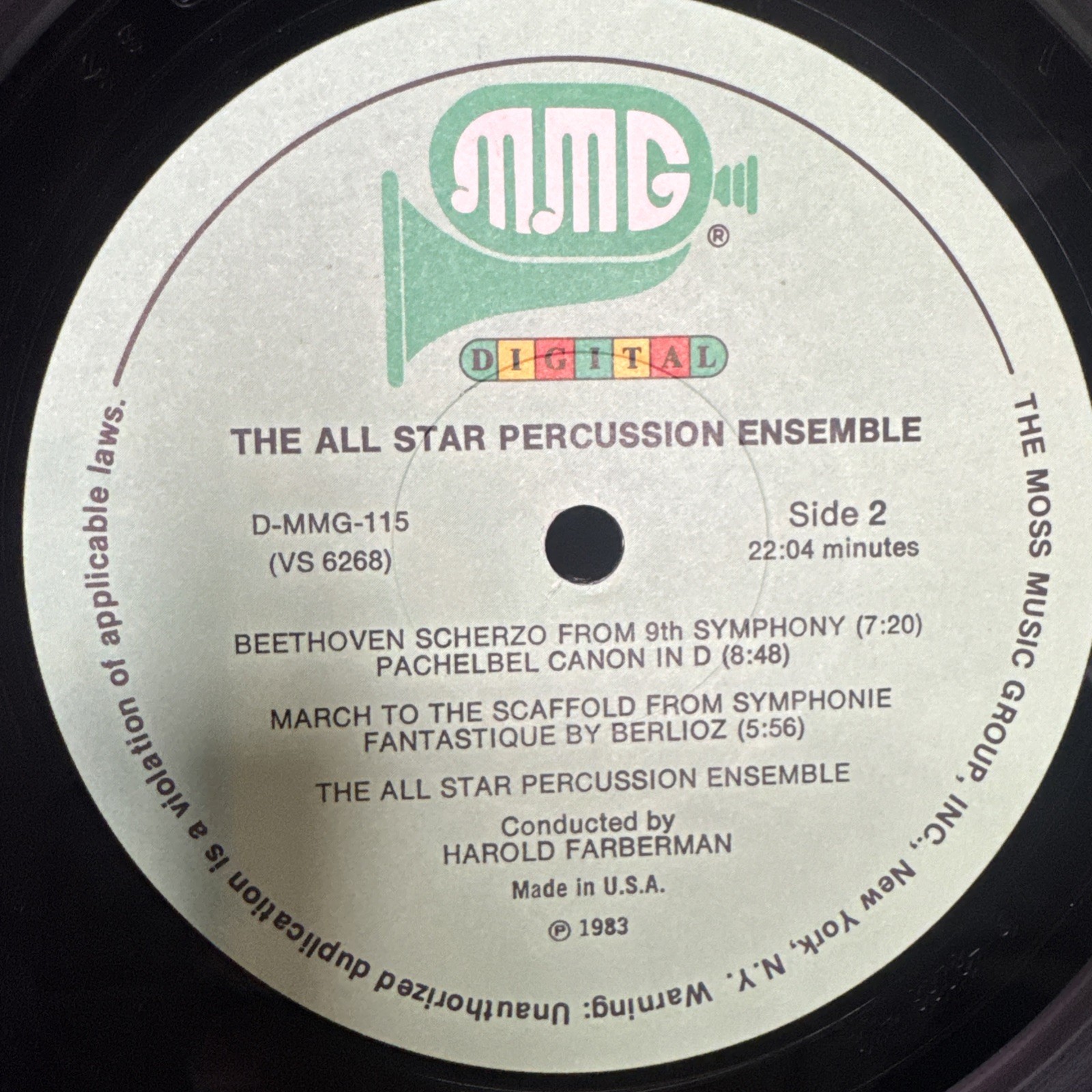 THE ALL STAR PERCUSSION ENSEMBLE ’83 1stPressing MMG D-MMG-115 Harold Farberman