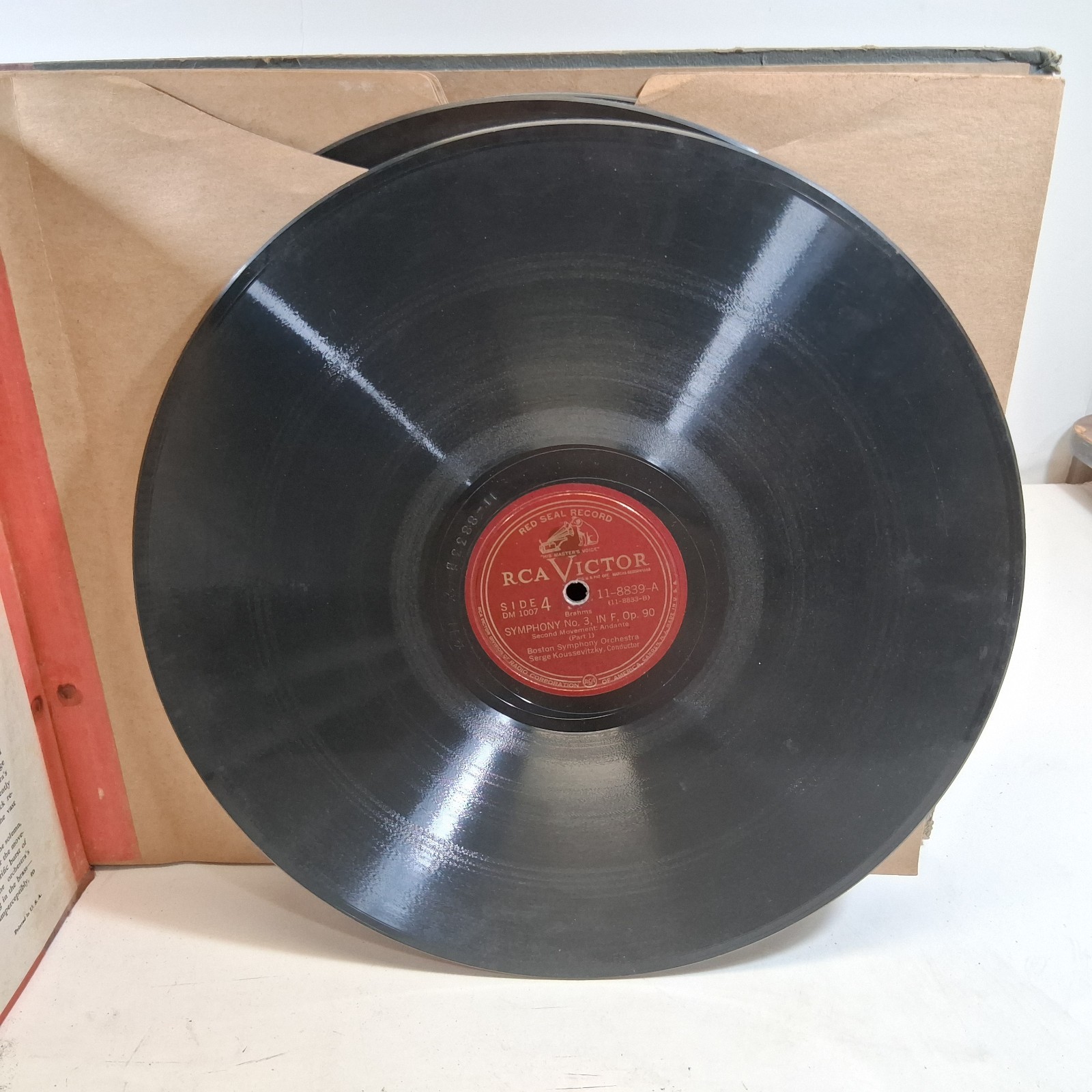 Brahms Symphony No 3 In F, Op.90 Record Vinyl 78RPM 12″ LP DM1007 Koussevitzky