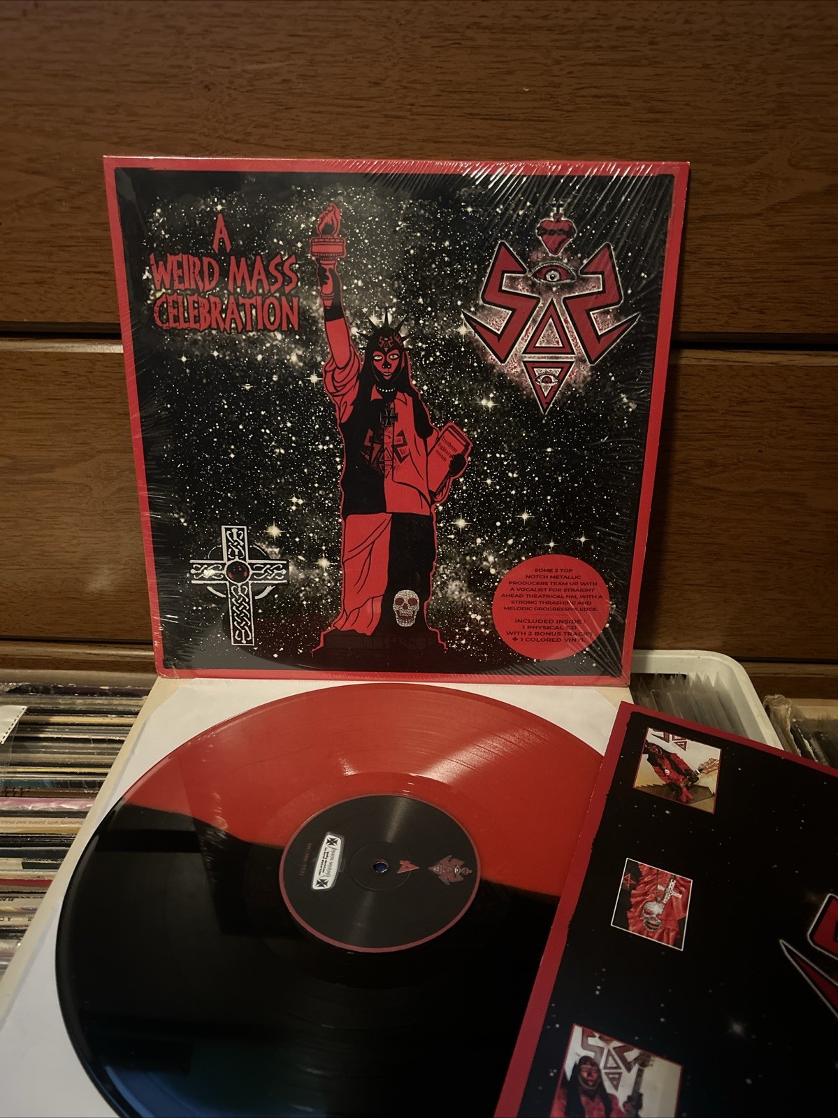 SOS A weird mass celebration LP RED/BLACK VINYL Ex Shrink +poster French Import