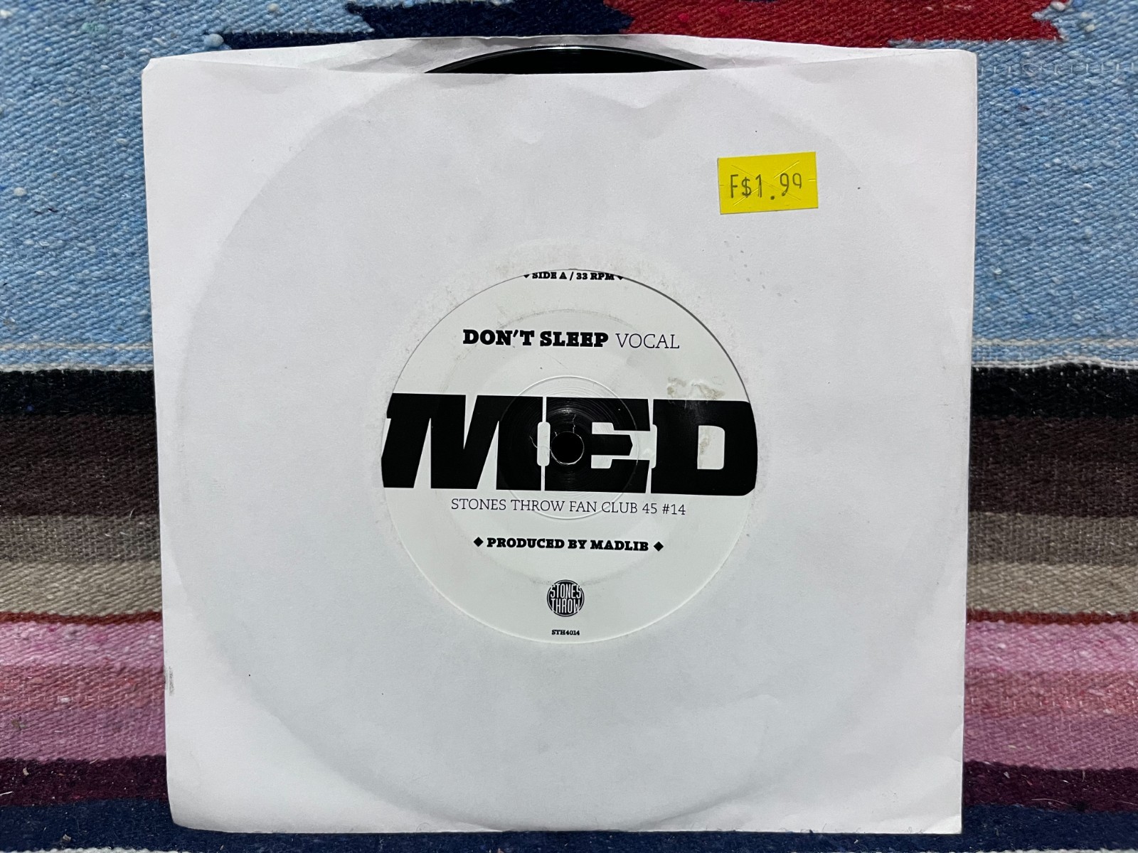 MED “Don’t Sleep” 2005 Rap Hip Hop 7″ Vinyl Record Stones Throw Prod. Madlib