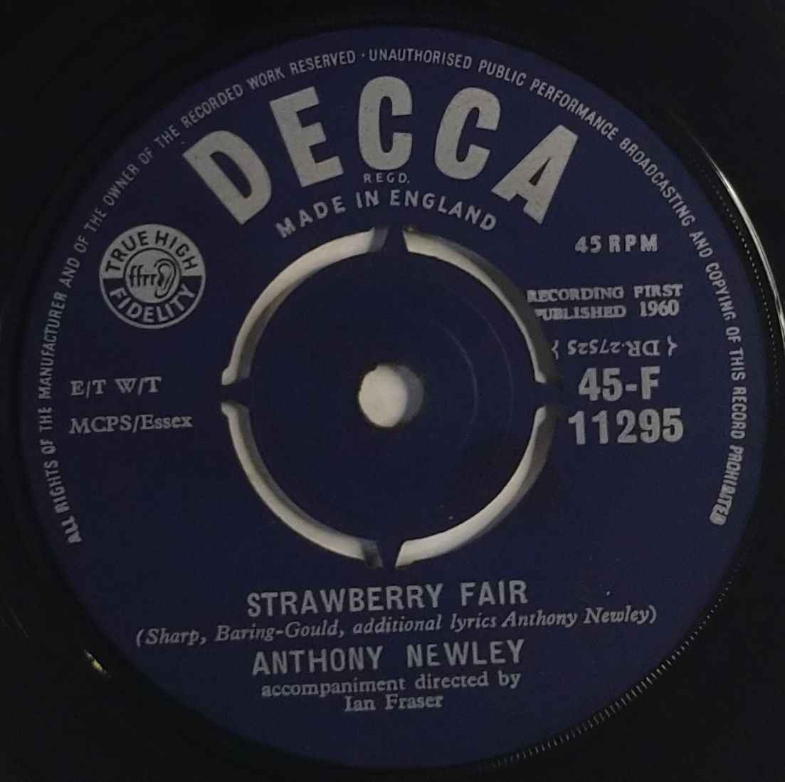 Anthony Newley Strawberry Fair 7″ Single (1960) Decca 45-F 11295