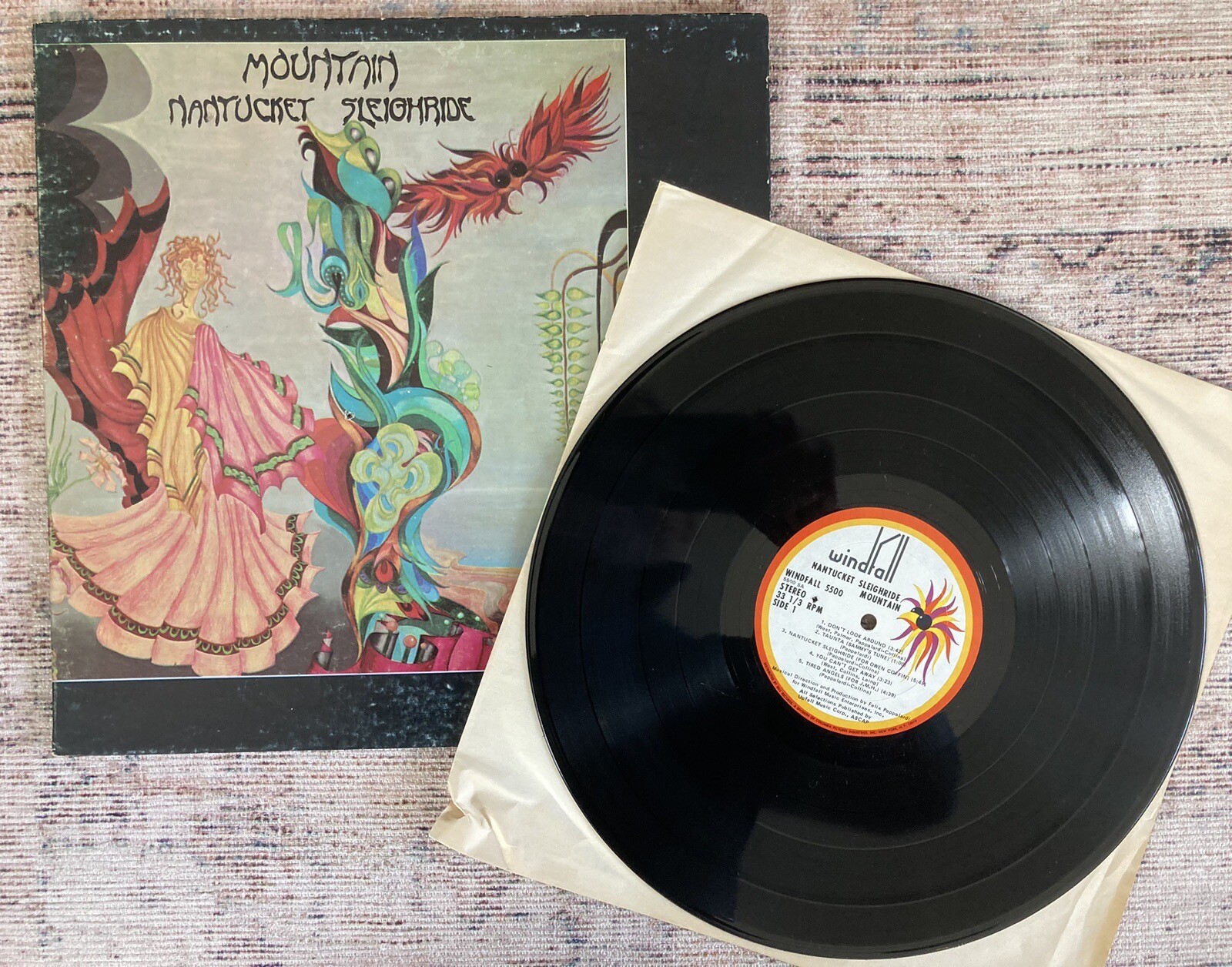 Mountain “Nantucket Sleighride” Vinyl LP 1st Press Windfall 5500 Cleaned Tested