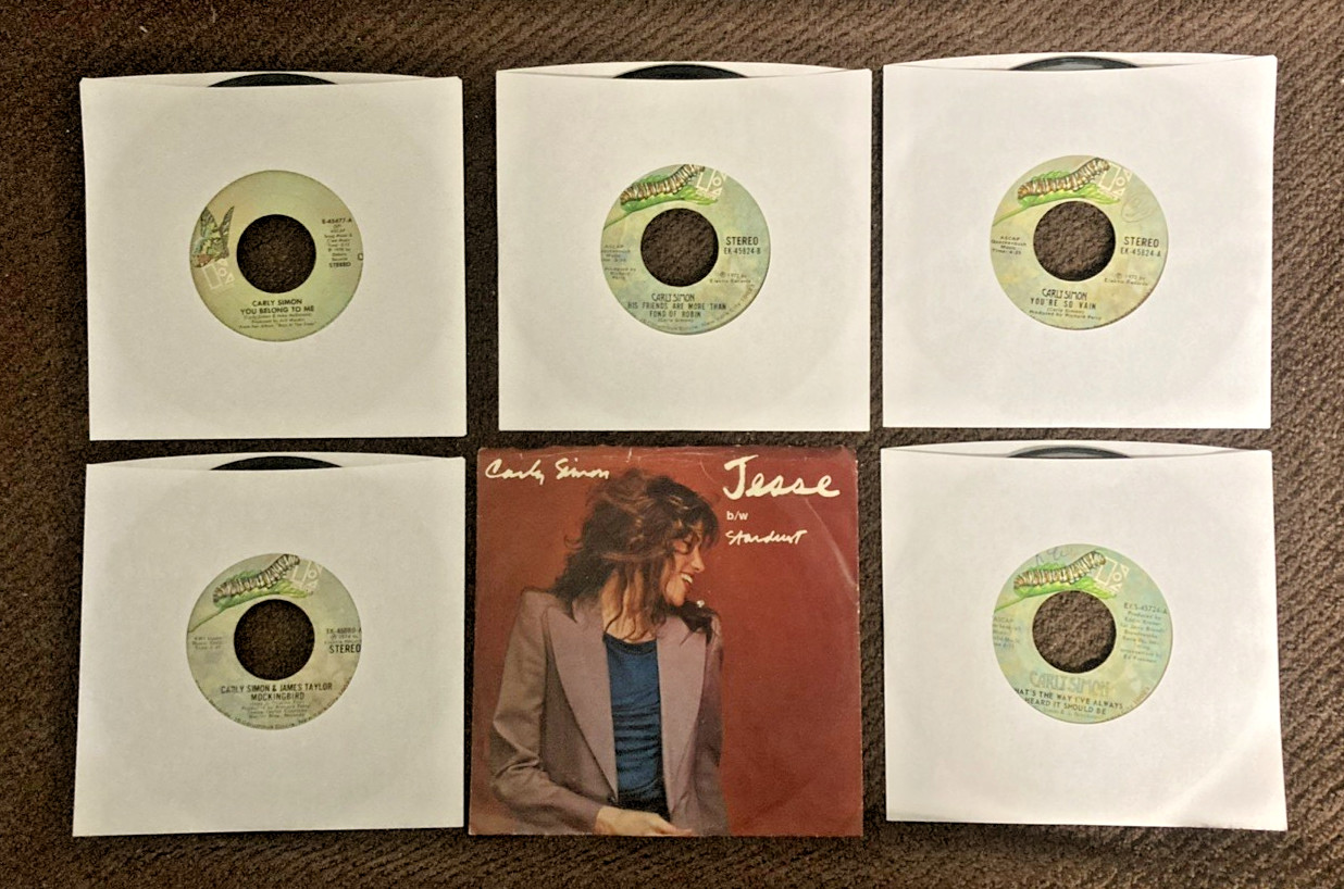 Carly Simon – 45 RPM Record Lot (7 records total – 1 not in main photo)