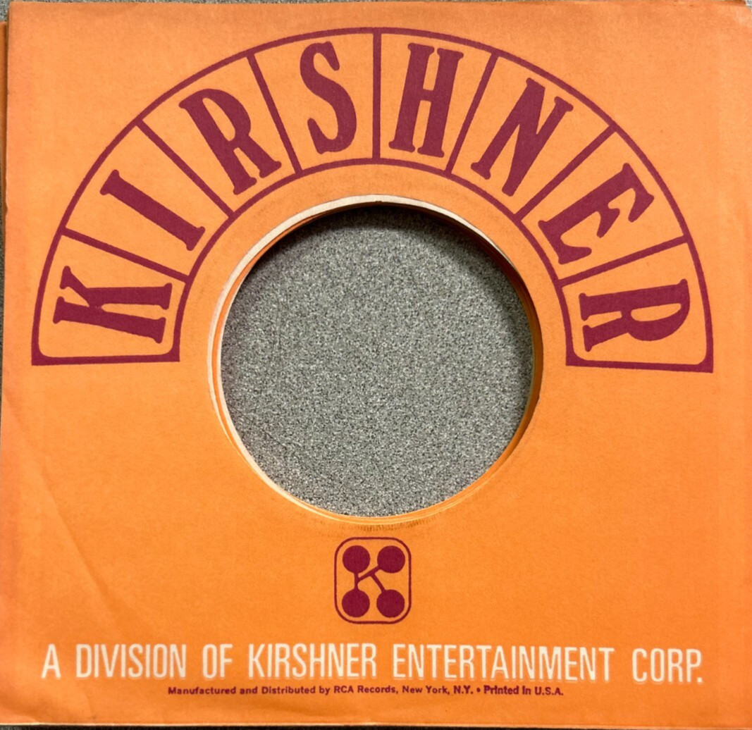 Company Sleeve 45 Kirshner – Orange w/ Maroon Arch White Text (1969-1972) RCA