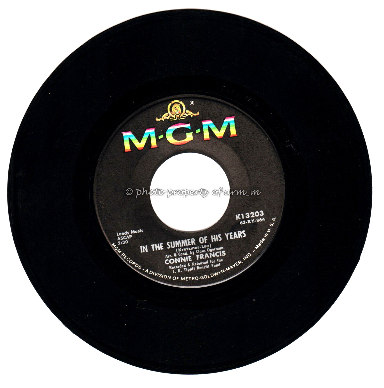 Connie Francis: In The Summer Of His Years /My Buddy (1963 45RPM #K13203) Good +