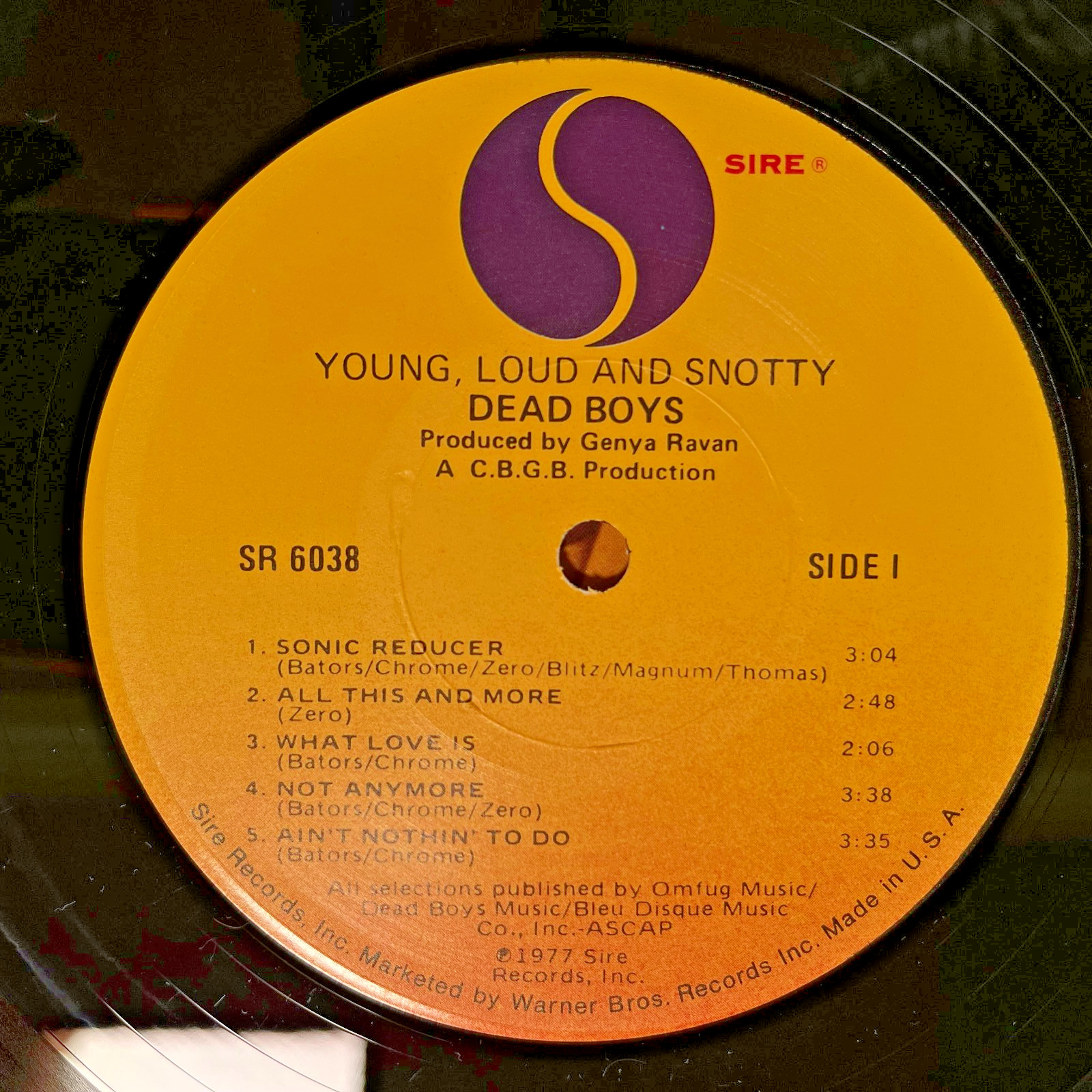 Dead Boys: Young Loud And Snotty 1977 1st US pressing vinyl Sire NM/VG