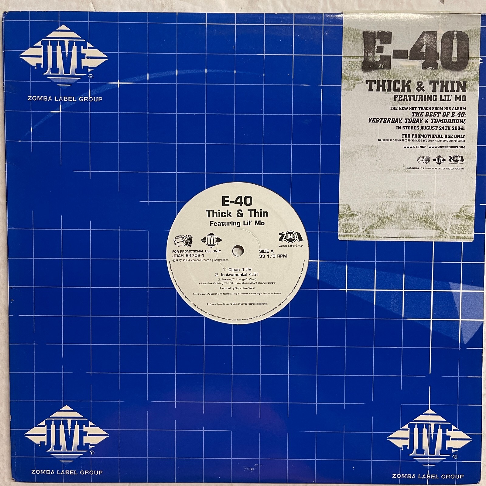 E-40 ‎– Thick & Thin 12″ Vinyl 2004 Jive ‎– JDAB-64702-1