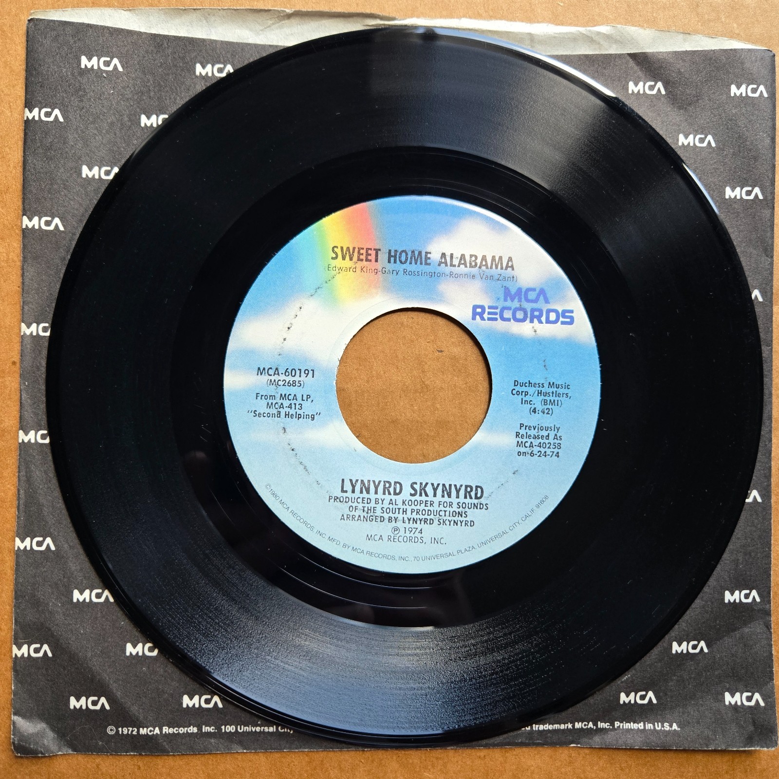 LYNYRD SKYNYRD Sweet Home Alabama/Saturday Night Special 45 7″ Record Vinyl