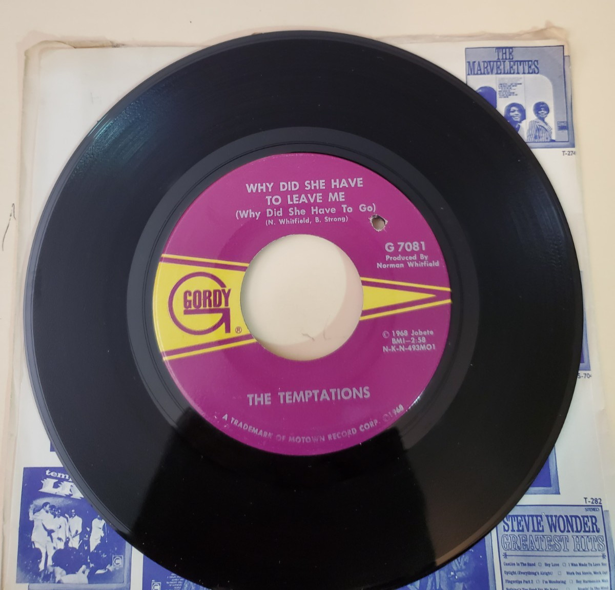Temptations CLOUD NINE (SOUL 45) #7063 PLAYS VG+ TO VG++