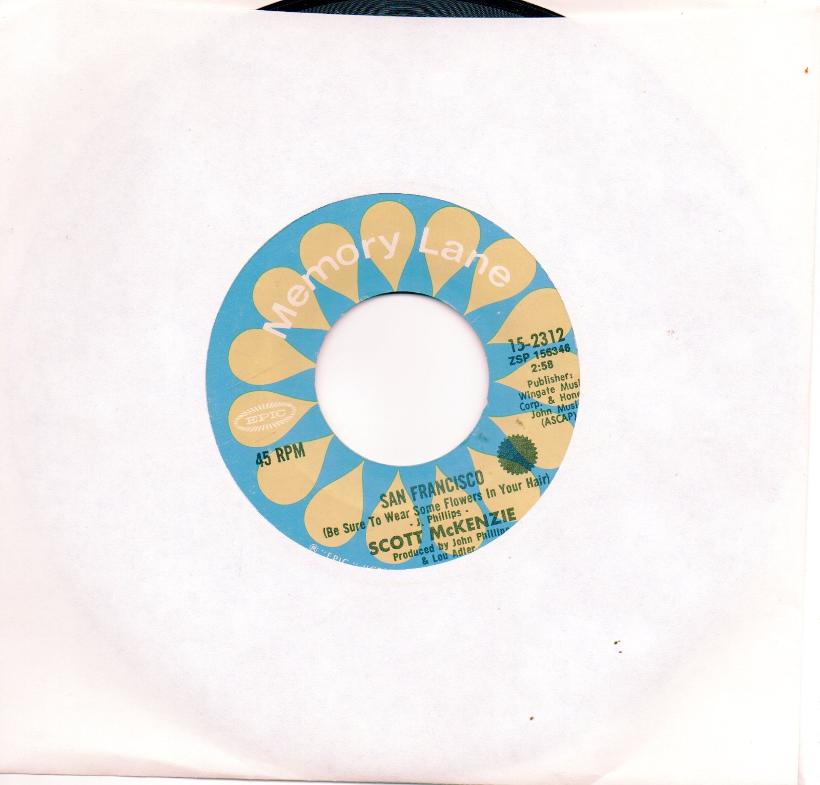 SCOTT MCKENZIE – SAN FRANCISCO / LIKE AN OLD TIME MOVIE (SPECIAL $3.25 SALE!)