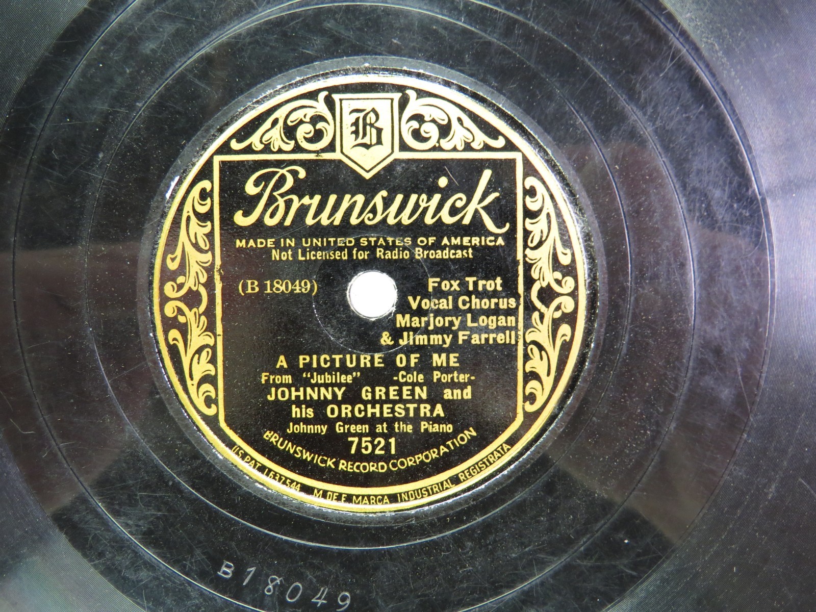 Johnny Green & Orch. – BRUNSWICK 7621 – A Picture of Me – 78 RPM