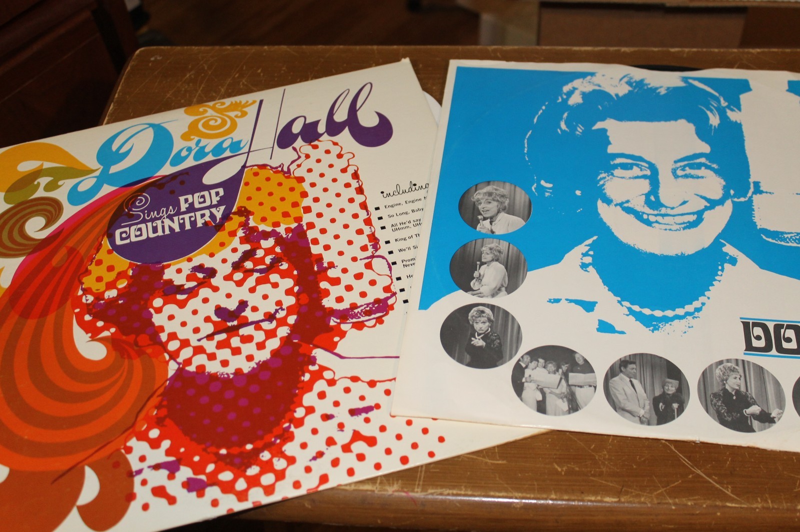 LOT OF 2 DORA HALL RECORD ALBUMS ONE IS IN A PAPER SLEEVE ONLY POP COUNTRY COZY