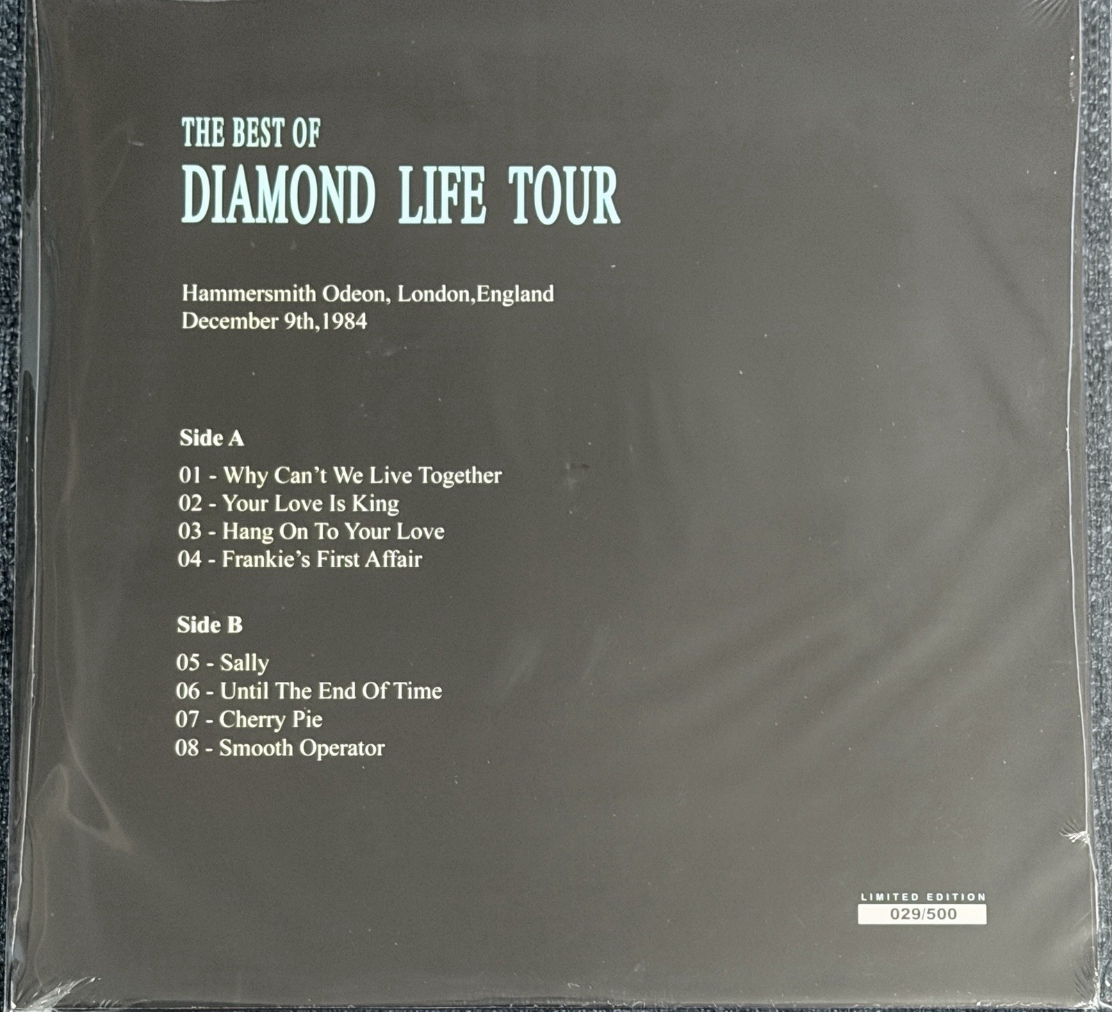 Sade ¨Live In London – The Best Of Diamond Life Tour¨ Blue/Grey LP/Vinyl /500