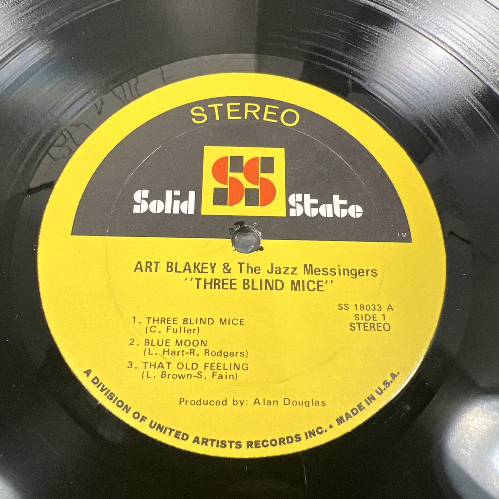 ART BLAKEY – 3 Blind Mice LP – Solid State – SS 18033 – VG to VG+/G+