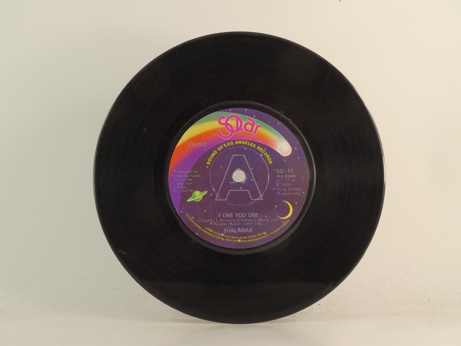 SHALAMAR I OWE YOU ONE (78) 2 Track 7″ Single including Plain Paper Sleeve SOLAR