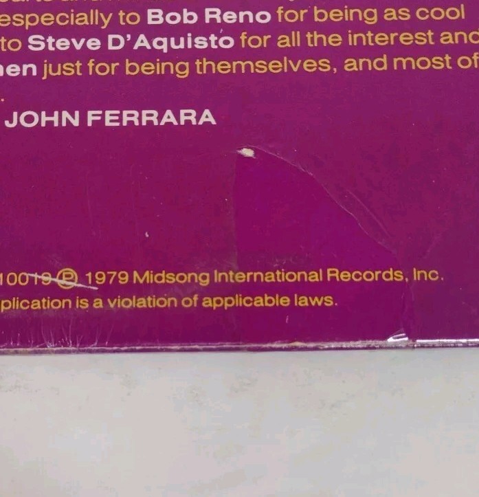 John Ferrara – Wuthering Heights 1979 Midsong 12″ Vinyl Record LP