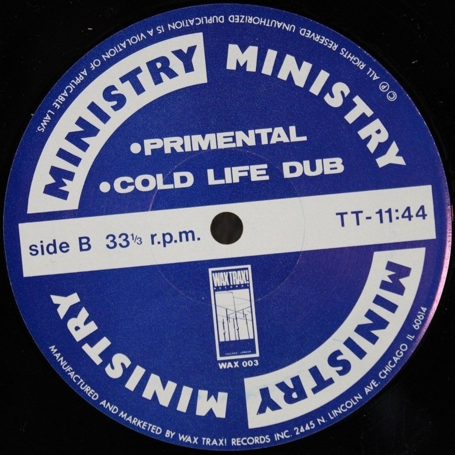 Ministry Cold Life 12″ Vinyl Single Wax Trax EX Records WAX 003 1981 Industrial