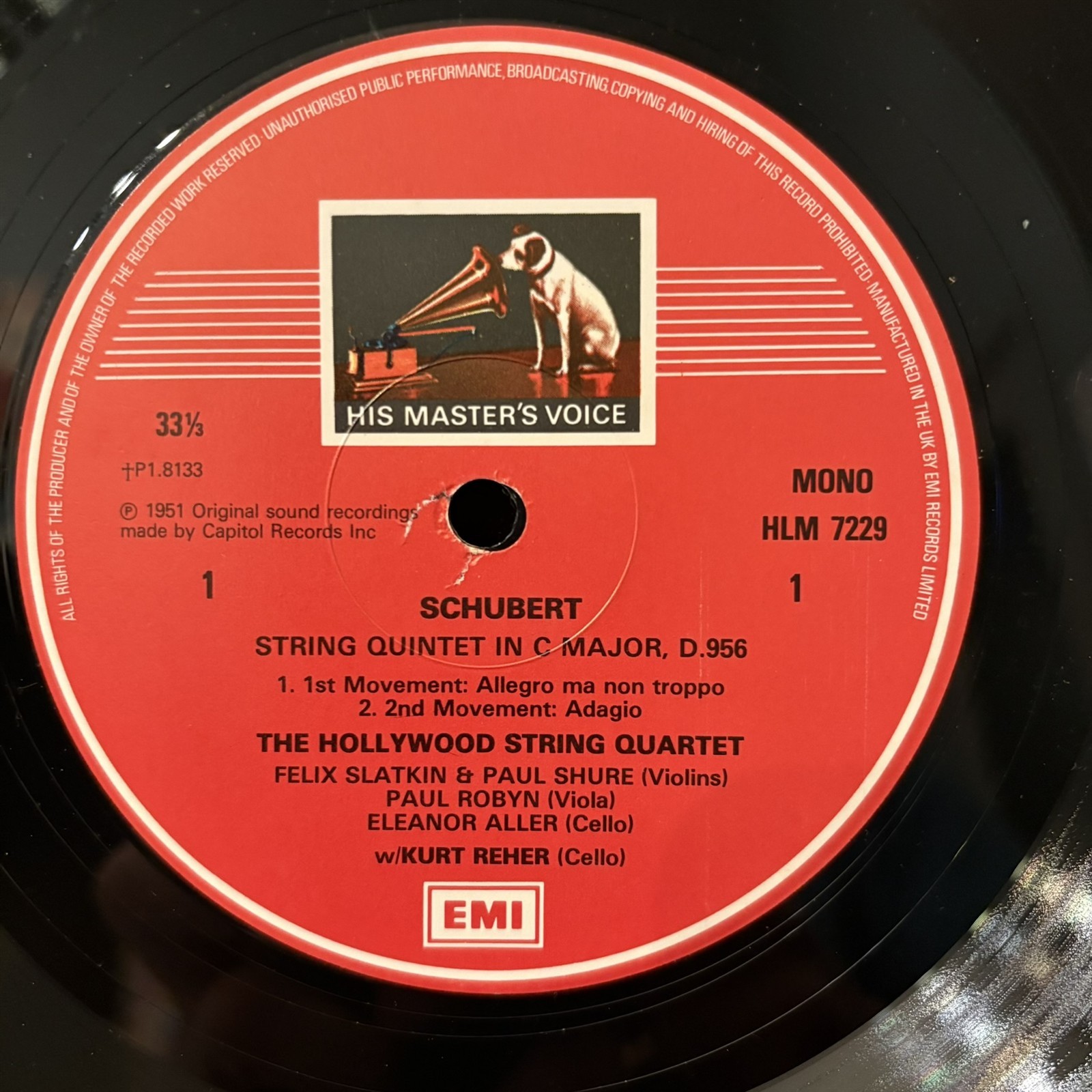 EMI RLS 765 HOLLYWOOD STRING QUARTET – Brahms Schubert Smetana Dvorak – UK 3LP