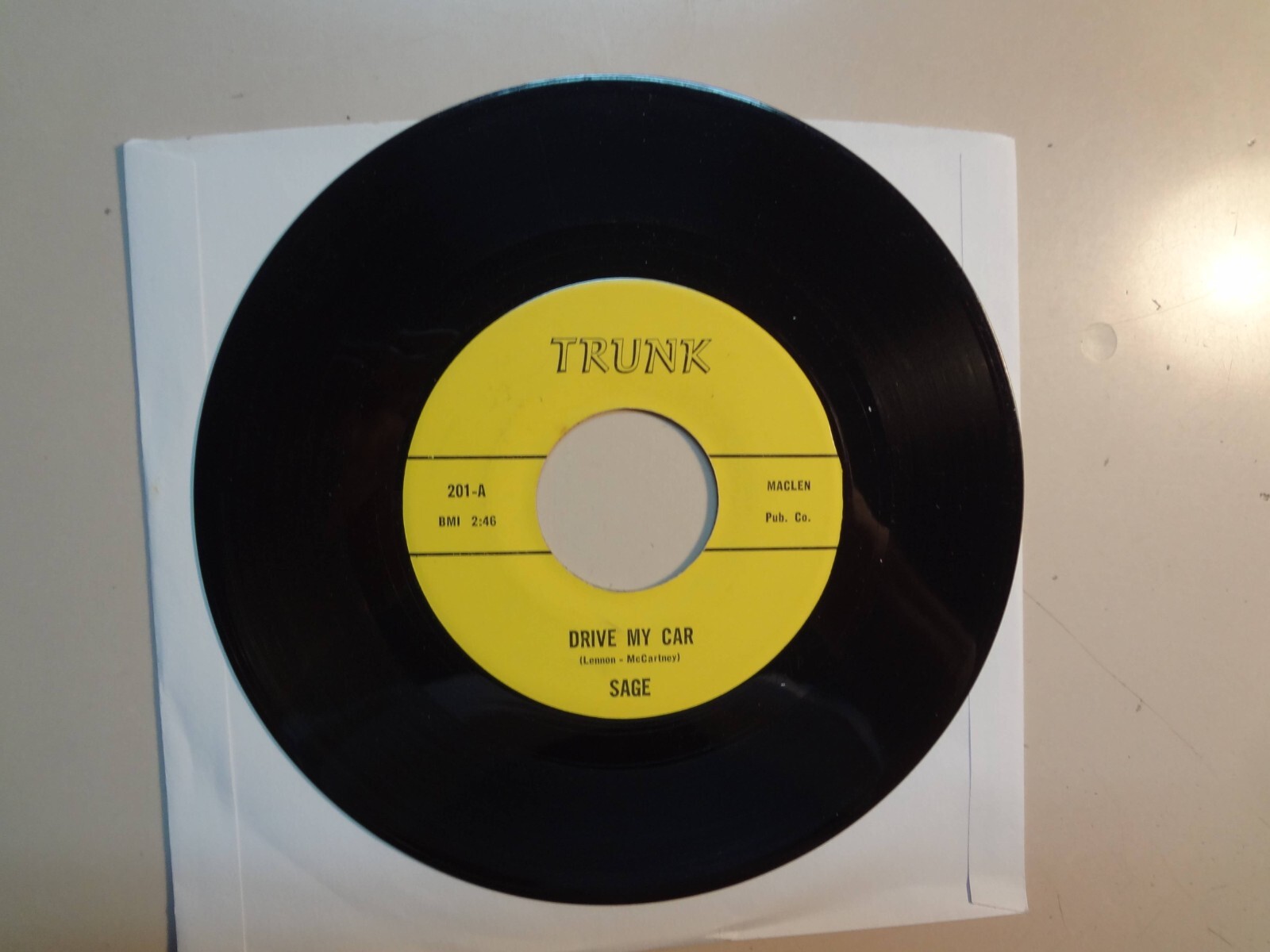 SAGE: Drive My Car 2:46- Gift For Every Man 3:45-U.S. 7″ 1970 Trunk 201, Texas