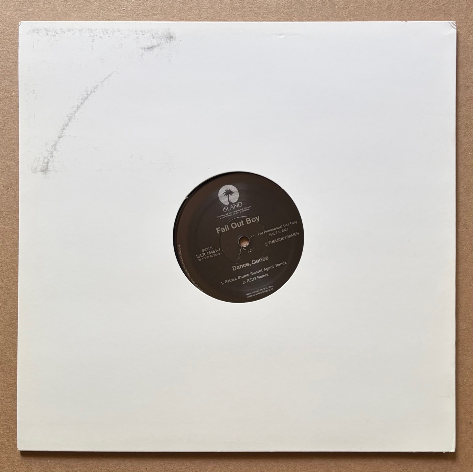 Fall Out Boy – Dance, Dance RARE 12″ promo vinyl single ’06