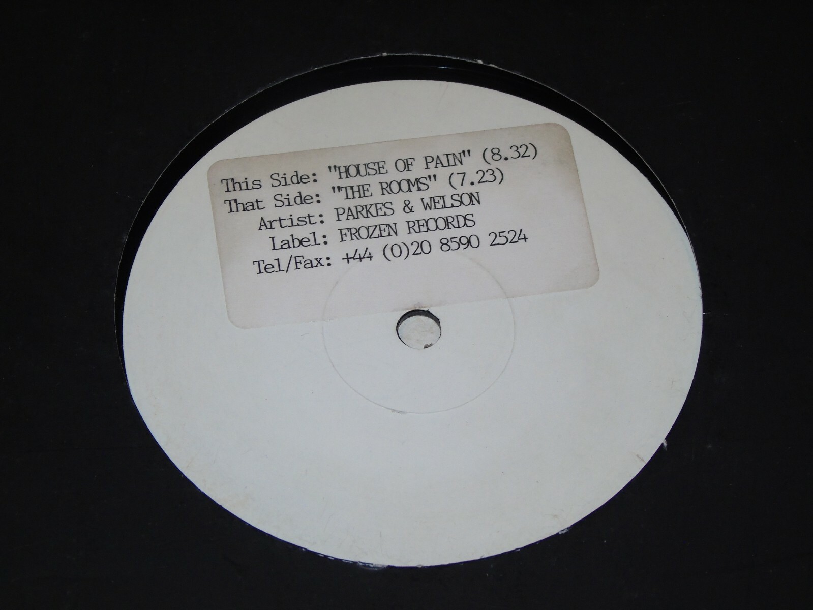 PARKERS & WELSON – House of pain – UK 2-track 12″ vinyl single – DJ PROMO
