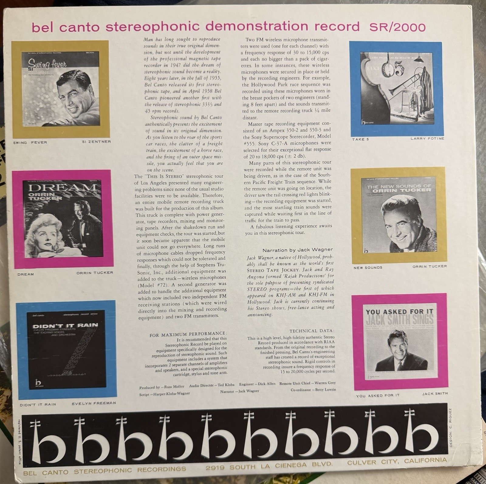 “Stereo Demonstration Record” LP Bel Canto SR-2000 Color Vinyl