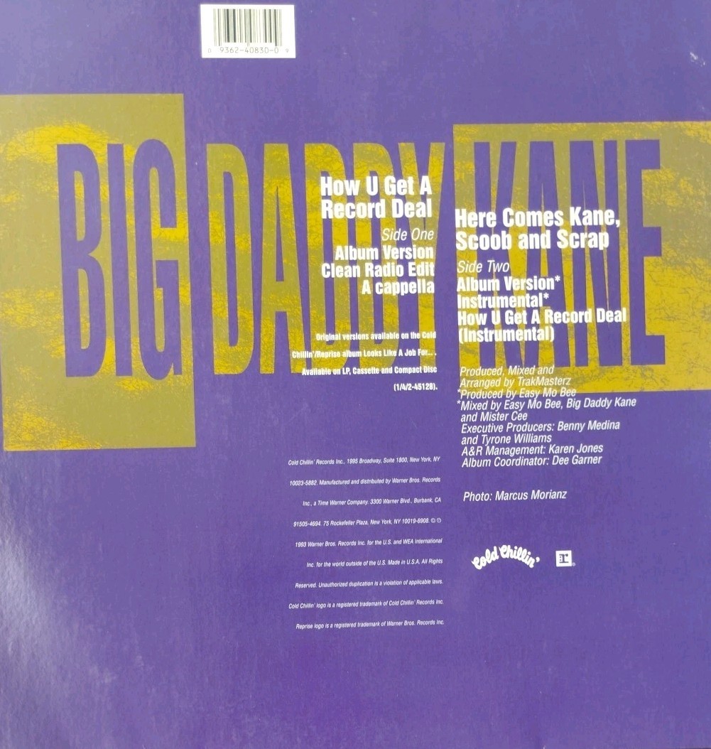 Big Daddy Kane – How U Get A Record Deal VG+ 12 Inch Vinyl 1993 Cold Chillin’