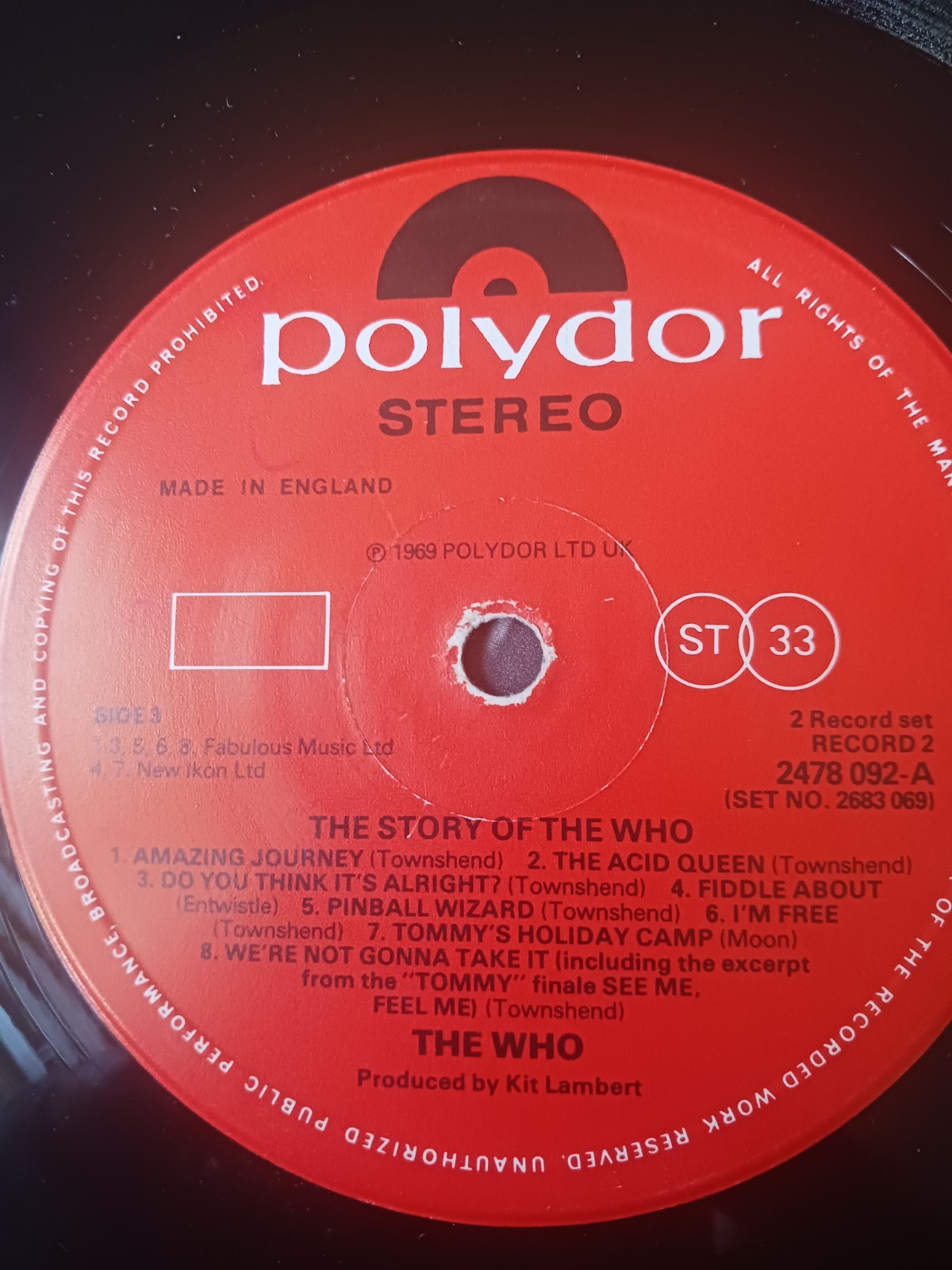 THE STORY OF THE WHO – POLYDOR RECORDS 2XLP IMPORT SET – (G+/G+)