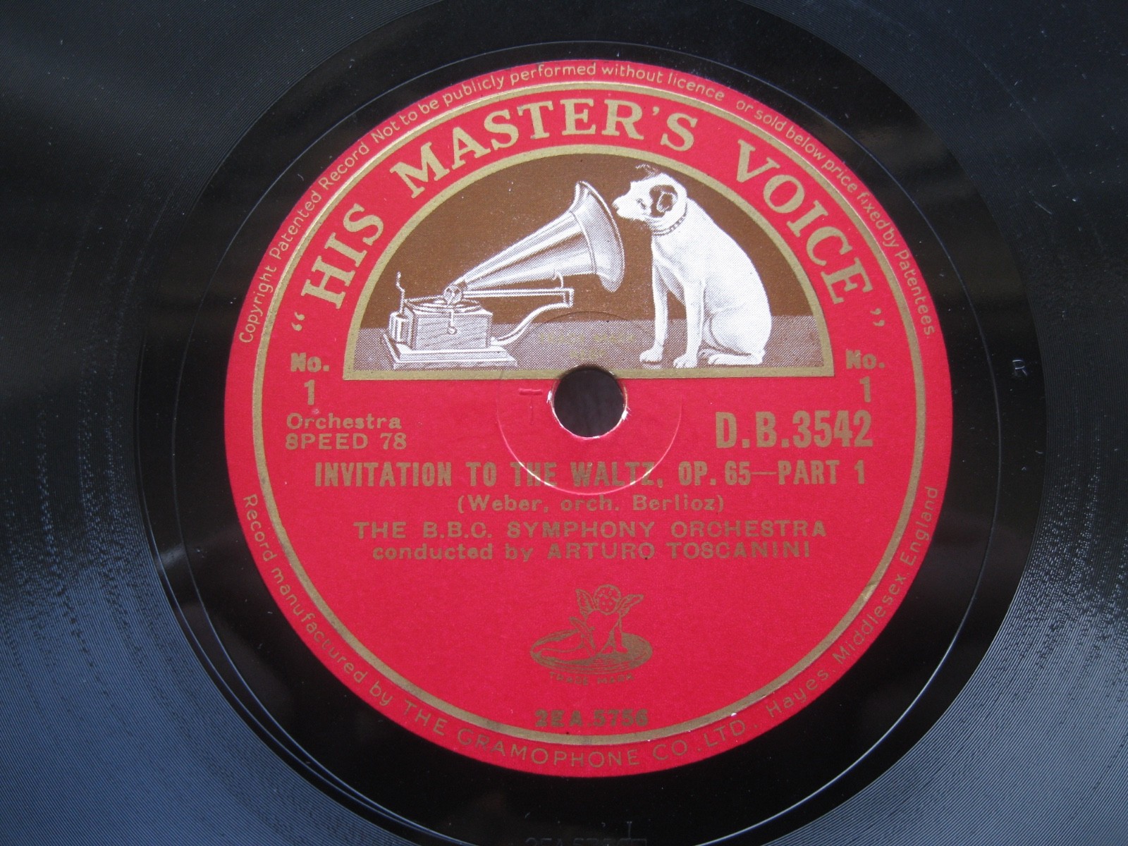 THE BBC SYMPHONY ORCHESTRA 12″ 78 RPM INVITATION TO THE WALTZ UK HMV D.B.3542